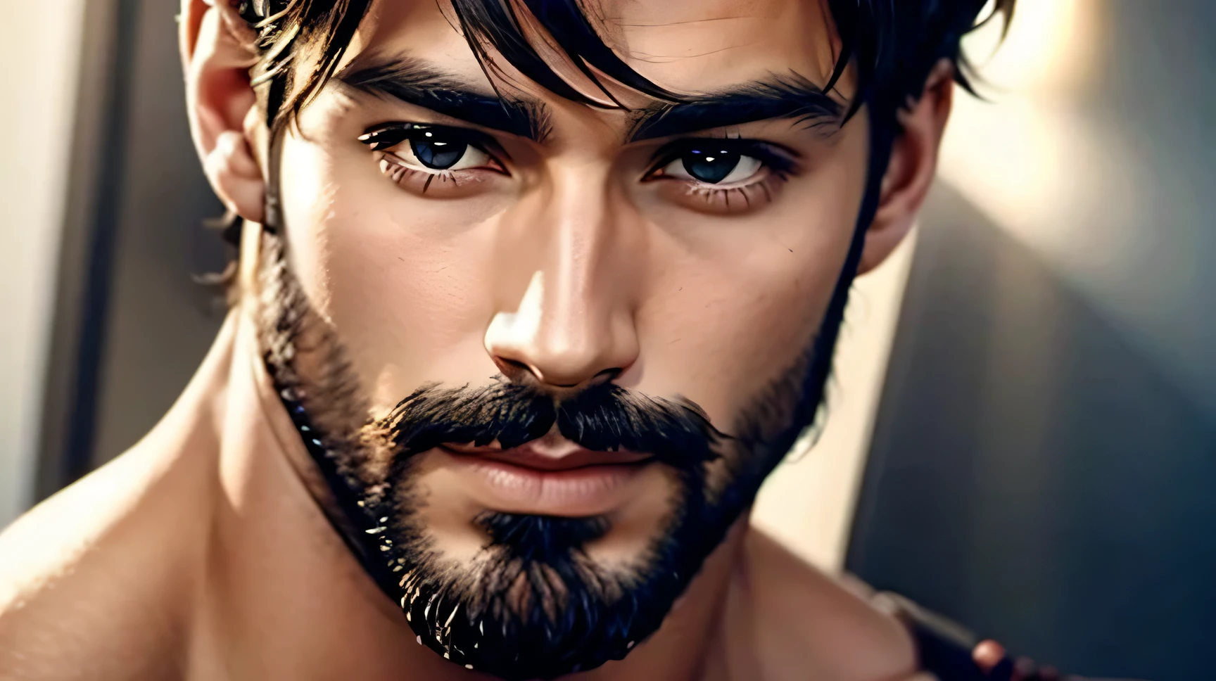 BEAUTIFUL MEN AROUND 35 YEARS OLD WITH FACIAL HAIR AND HAIRY CHEST VERY SHORT HAIR CUT
