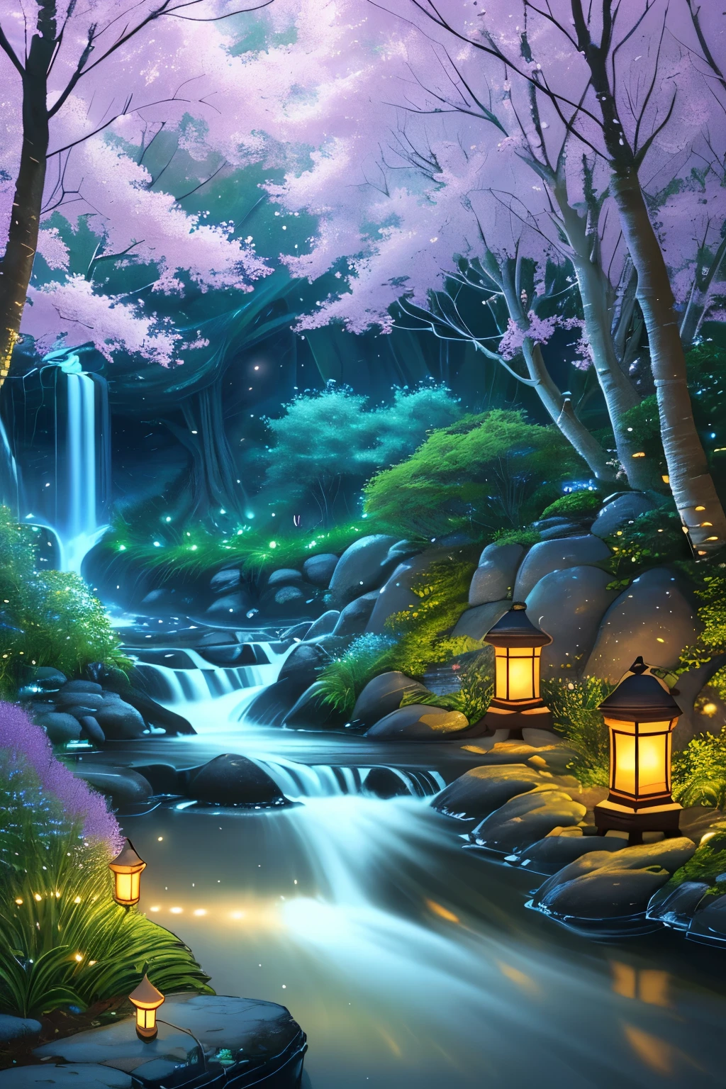Describe a surreal landscape within the chambers of our minds, a place where the voices of our past echo through the halls of childhood memories. Four distinct images materialize before us, each filled with intricate details and vibrant colors.
Image one: A gentle, lilting voice, like the melody of a lullaby, is personified as a flowing river, its waters shimmering with the soft glow of fireflies. The banks of the river are lined with whispering willows, their leaves rustling gently as they share secrets from long ago.
Image two: A bold, commanding voice, like the bark of a drill sergeant, is brought to life as a tow