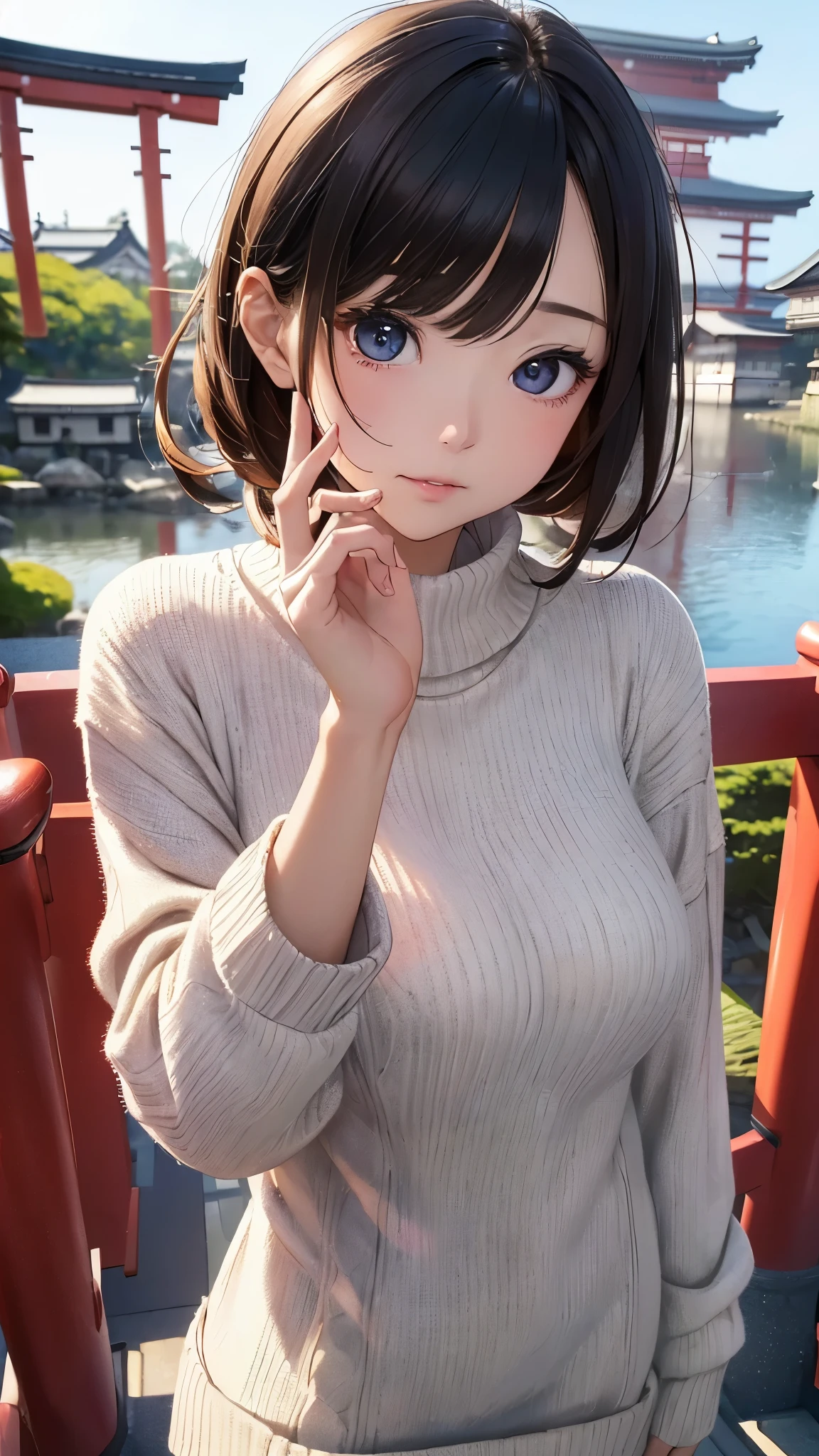 (((masterpiece))),(((High resolution)))、(((8K)))、(((perfect face)))、(((beauty of japan)))、25 years old、((tight sweater)), look at the camera, top quality eyes, detailed texture, look at the camera
