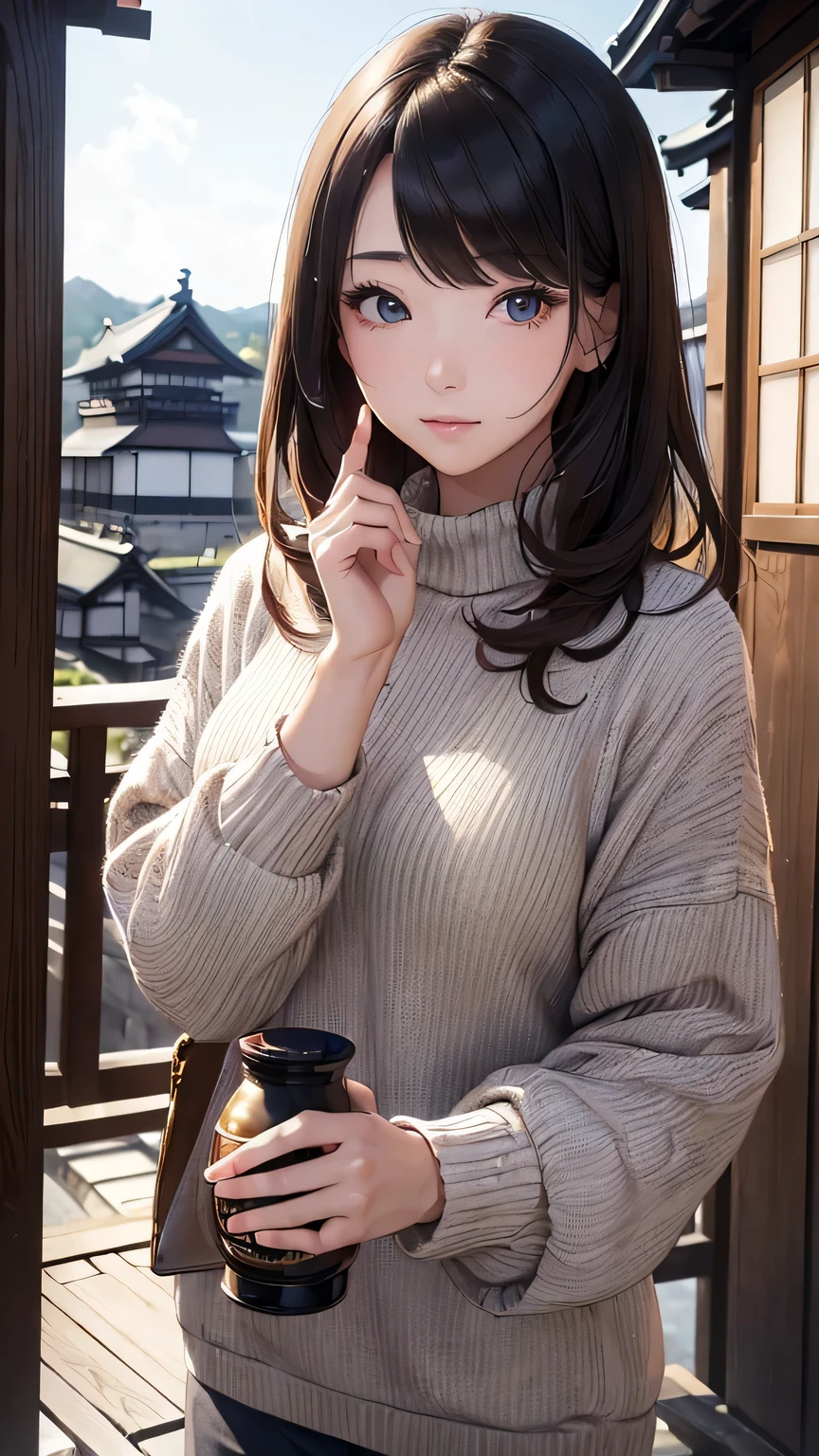 (((masterpiece))),(((High resolution)))、(((8K)))、(((perfect face)))、(((beauty of japan)))、25 years old、((tight sweater)), look at the camera, top quality eyes, detailed texture, look at the camera