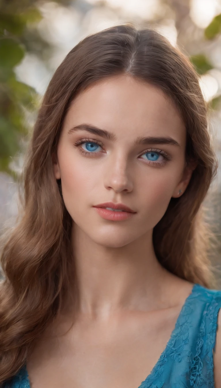 A realistic photo shot of a head face ,who has a bright blue eyes. 19 year old girl Cuba fashion model.