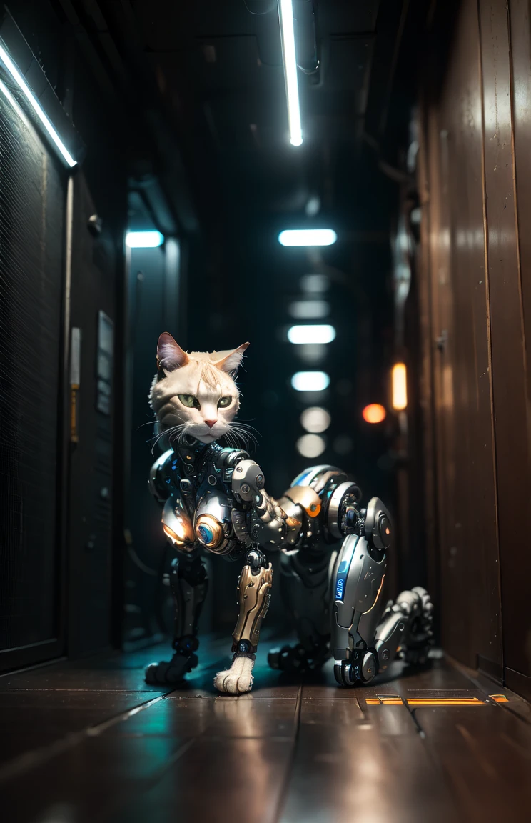 (Best quality, 4K, 8 k, A high resolution, masterpiece:1.2), absurdity, masterpiece, ultra detailed, (realistic, photorealistic, photorealistic:1.37), complex parts, HDR, (complex parts:1.12), (hyper detailed, hyper realistic, Soft lighting, spicy:1.2), beautiful figure, Magnificent Anatomy, (complex part, Hyper detailed:1.15), cyborg woman sneaks around like a cat on all fours