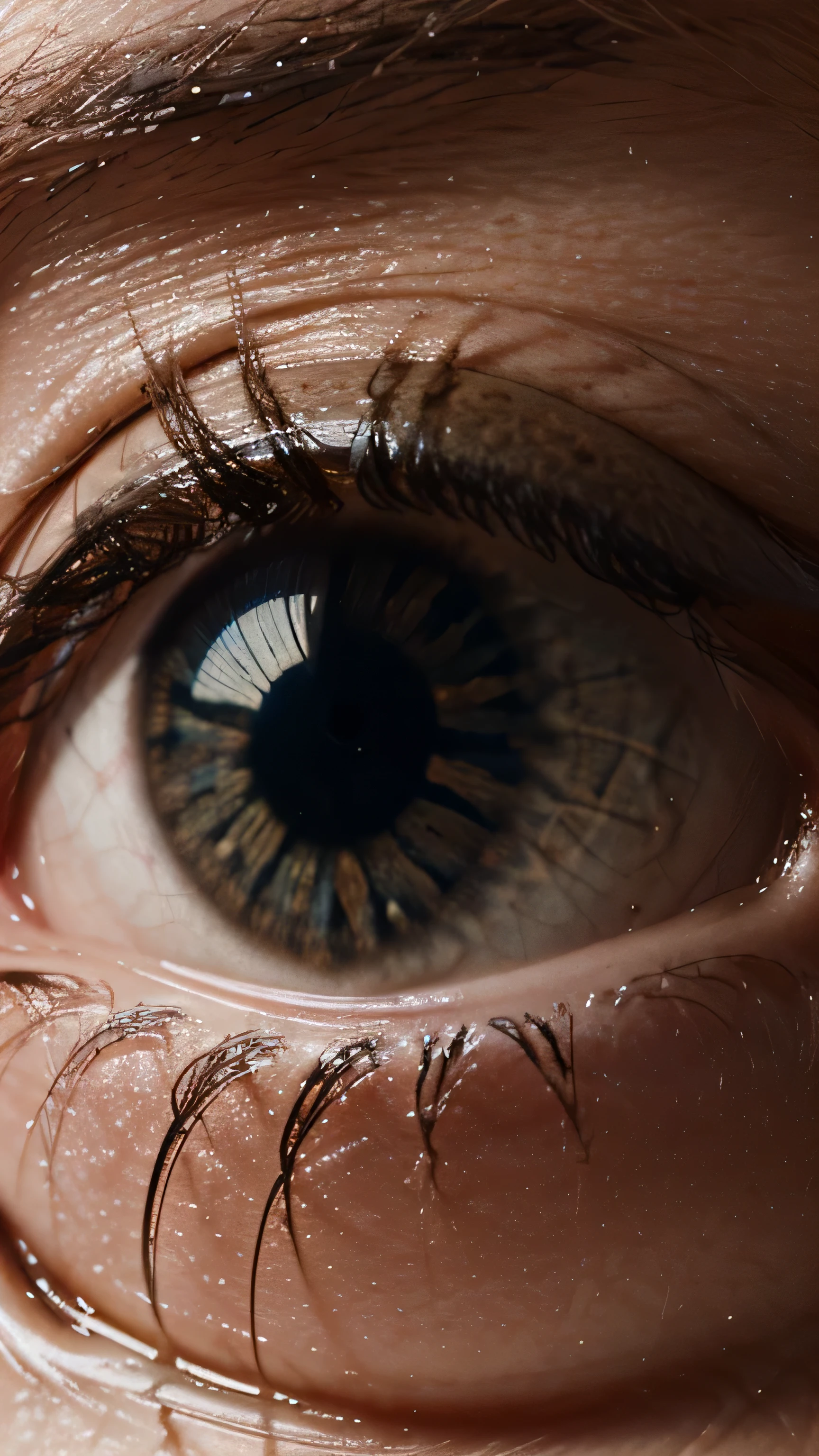 closeup on a human eye, reflecting nature
