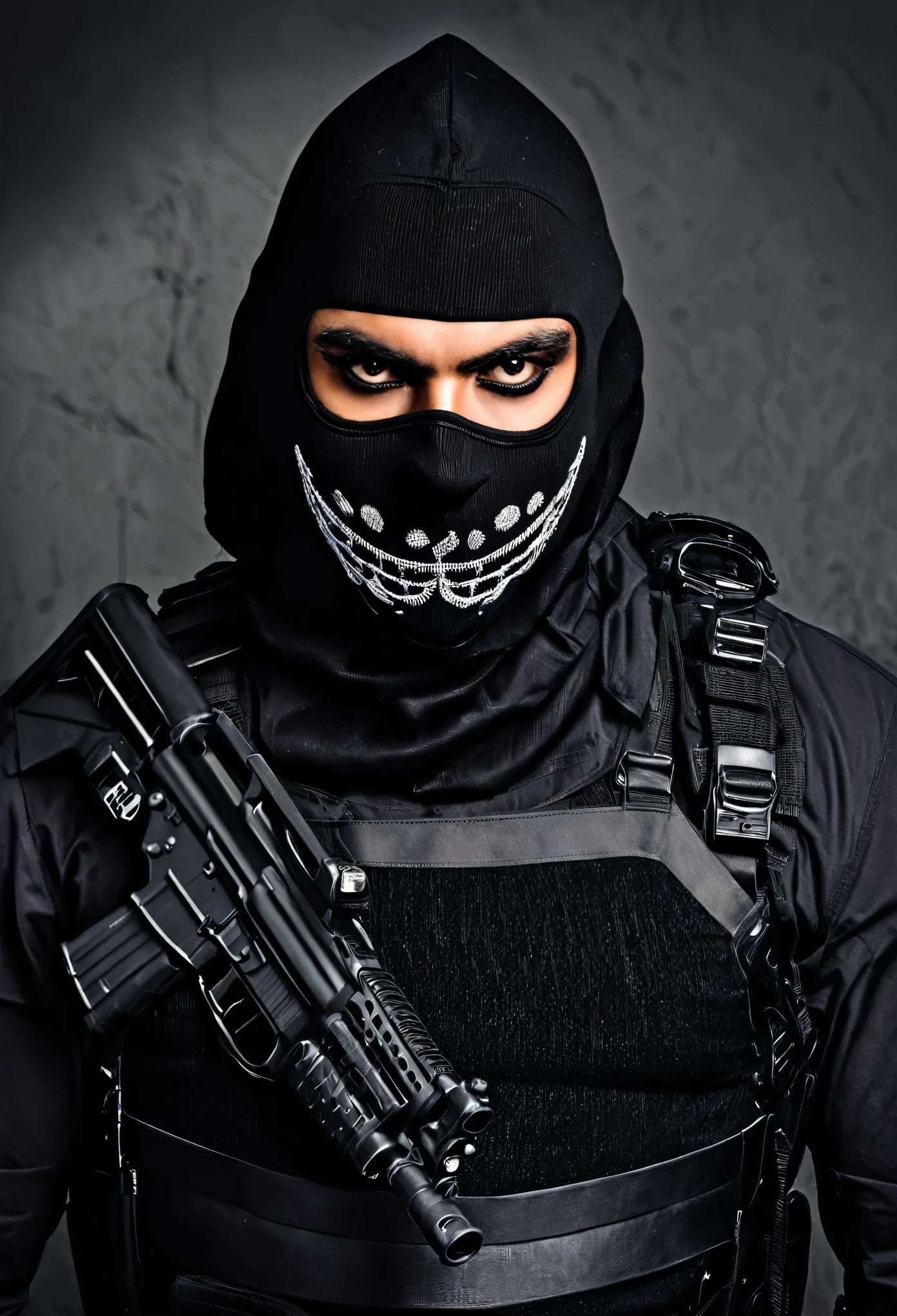 Criar policial com capacete e balaclava de caveira masculino