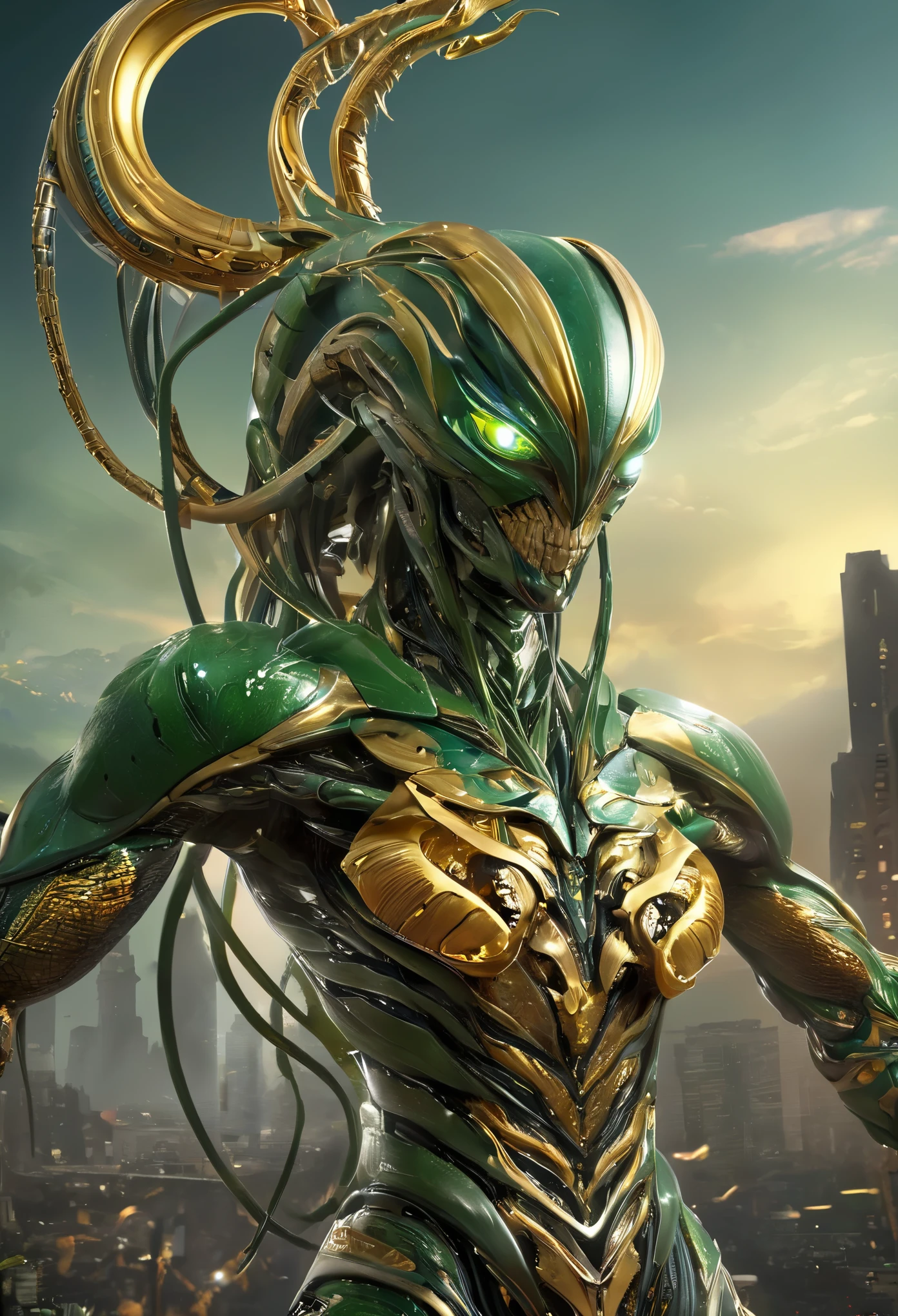 (best quality,4k,8k,highres,masterpiece:1.2), ultra-detailed, (realistic,photorealistic,photo-realistic:1.37), In the realm where human ingenuity meets the primal ferocity of nature, a hybrid monstrosity known as the "Mantihuman-female" roams, a fusion of human and mantis in a terrifying amalgamation. At first glance, the Mantihuman appears as a distorted humanoid figure, but upon closer inspection, its insectoid traits become unmistakable. Its torso and limbs are adorned with a sleek, iridescent exoskeleton, a seamless blend of human musculature and mantis-like armor. Sinewy muscles ripple beneath its chitin, granting it both strength and agility beyond human limits. The creature's head is a grotesque fusion of human and mantis features, with bulging compound eyes dominating its visage, each reflecting the world around it with uncanny precision. Its mouthparts, sharp and serrated, click together in anticipation, ready to deliver a lethal strike with deadly precision. From its shoulders extend a pair of formidable mantis-like forelimbs, each tipped with razor-sharp scythes capable of rending steel with ease. These limbs can fold back against its body when not in use, giving the illusion of normal human arms until the moment of attack. Despite its monstrous appearance, there remains a haunting semblance of humanity in the Mantihuman's form. Its torso retains the shape of a human chest, albeit covered in a layer of chitinous plating, and its lower limbs resemble those of a human, albeit with a slight angularity reminiscent of a mantis's stance. white skin, (NSFW:1.3)