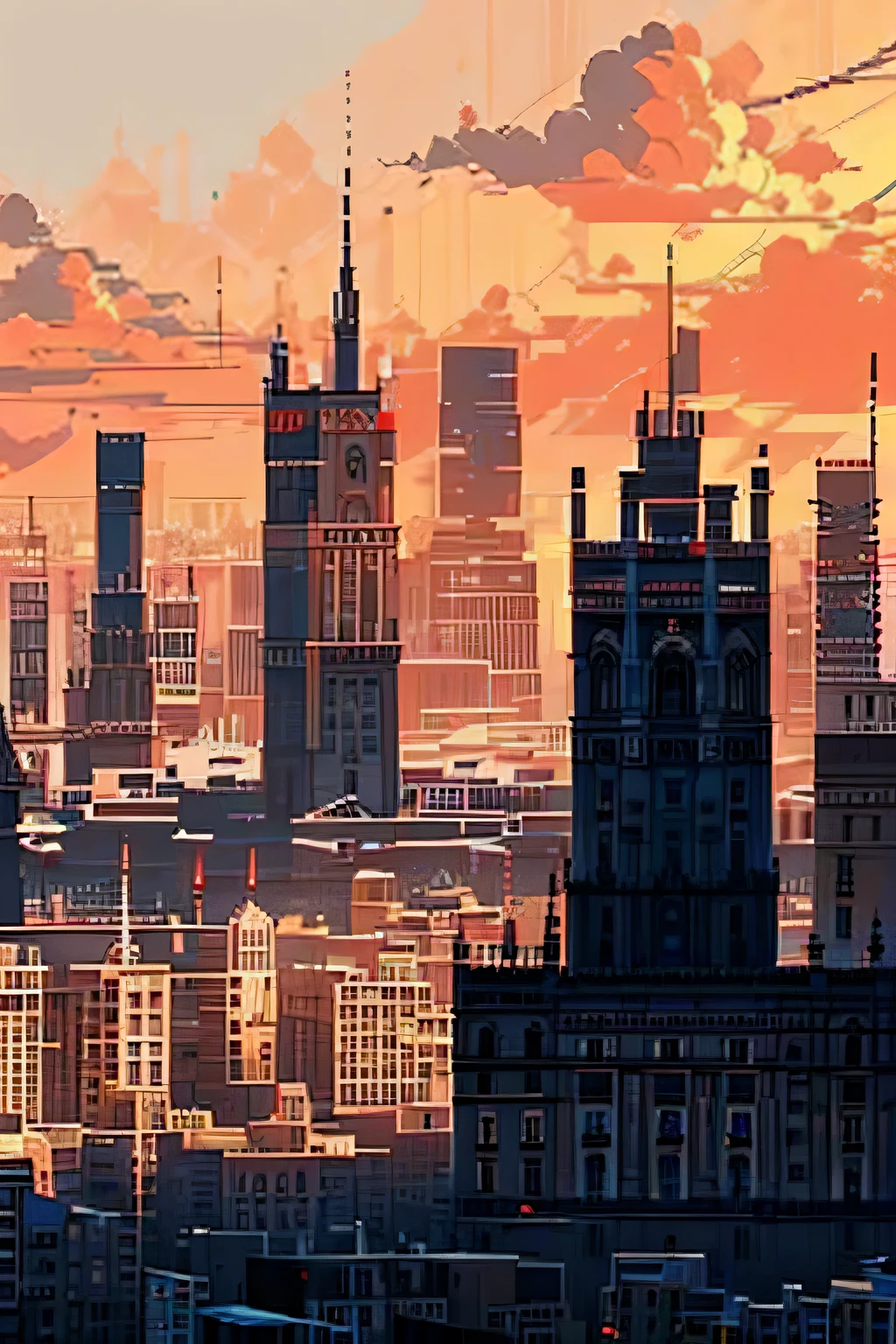 city background , daylight , pixel art