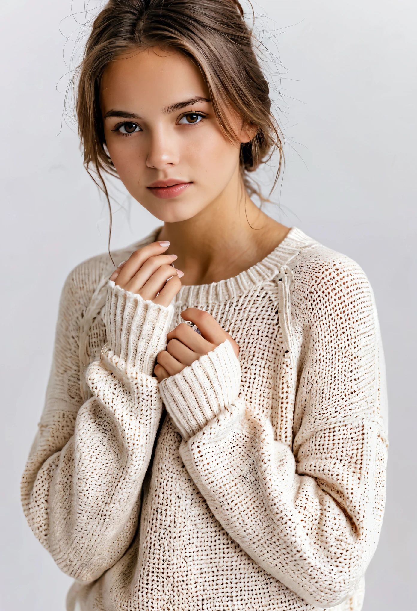 1girl,sweater,white background,