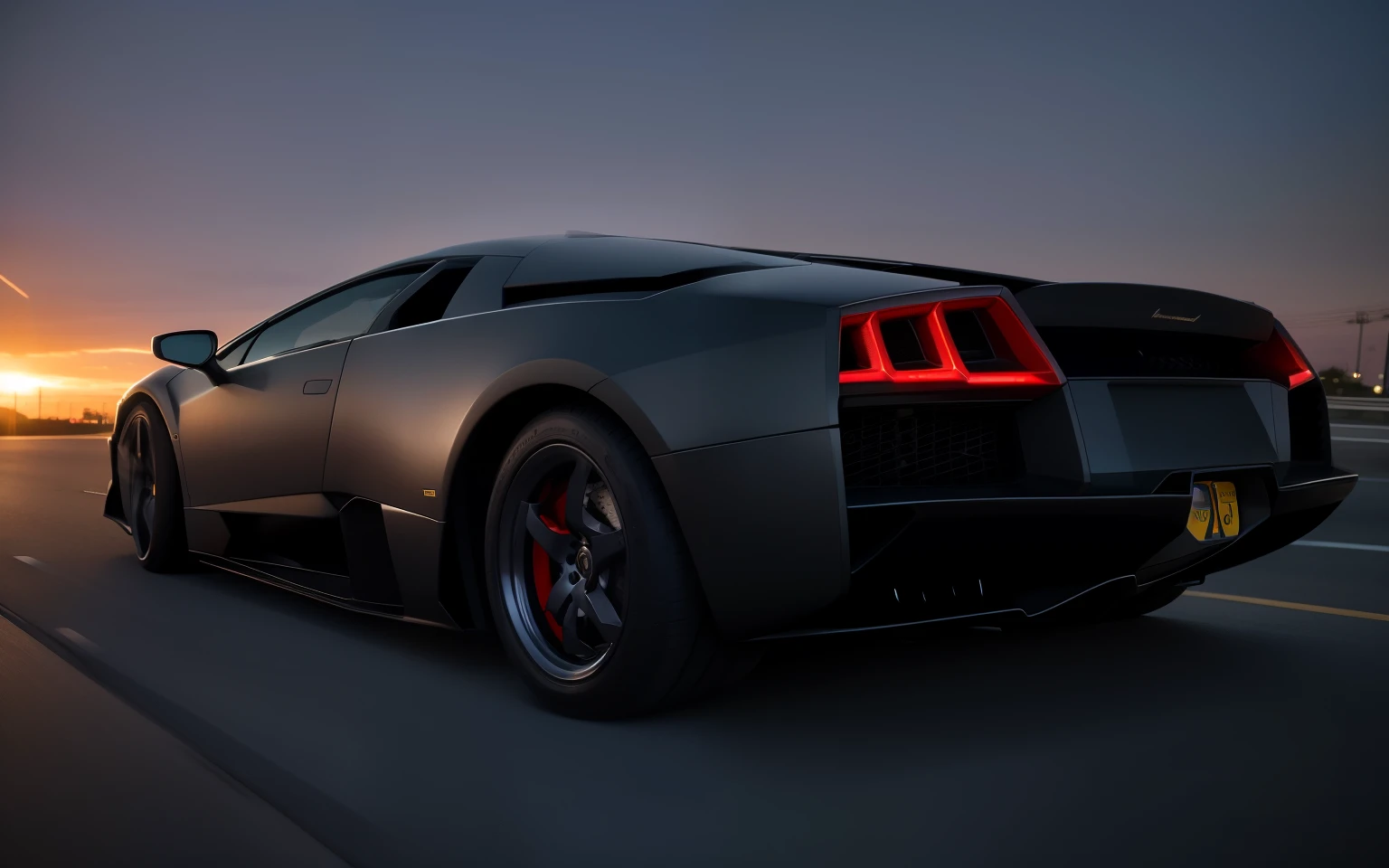 Lamborghini murcielago, back, the streets of city miami, Exquisite detail, taken with long exposure to capture the movement of cars and people,insane detail, , 8k, photography, Sony Alpha, Canon 5D, Fujifilm xt100
