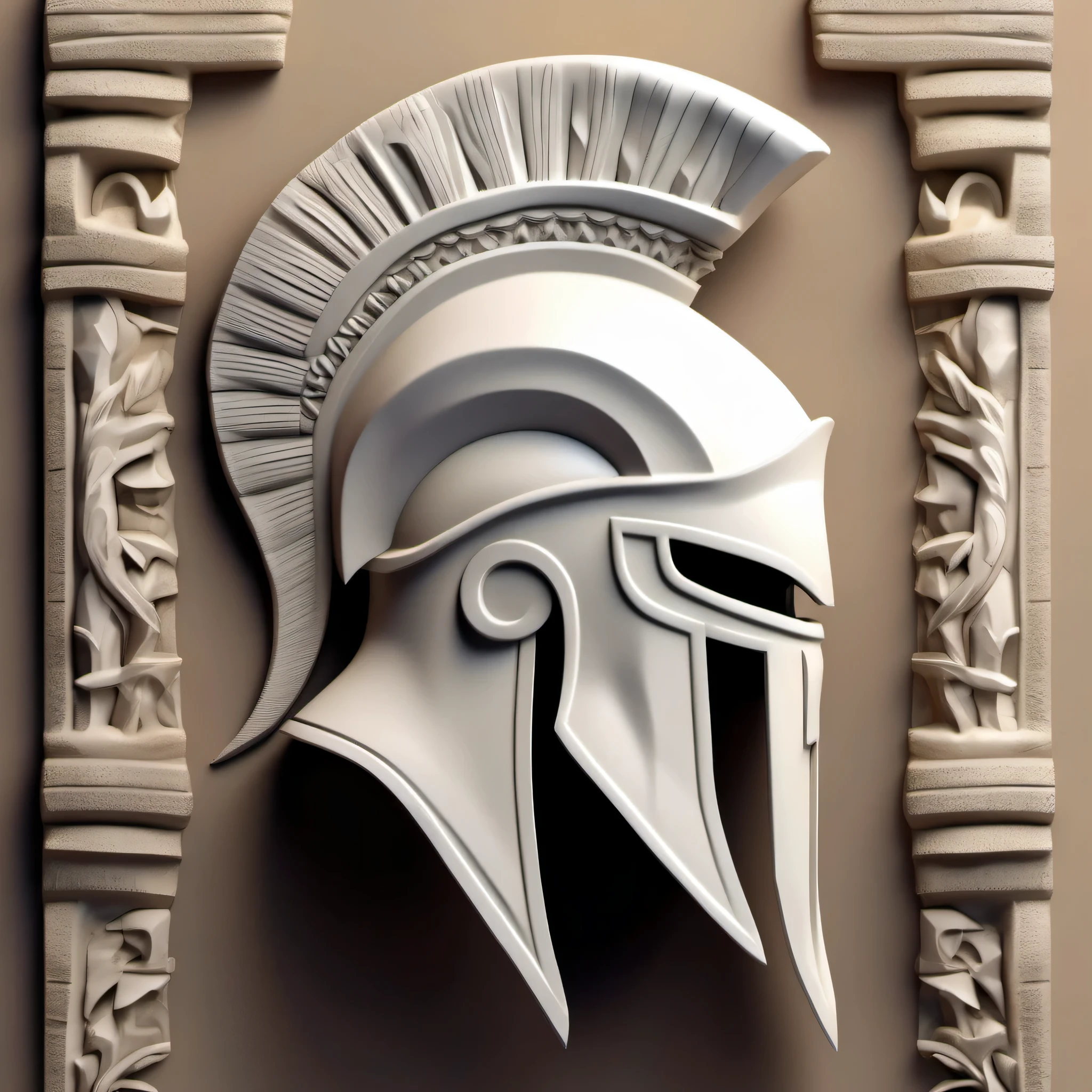 BAS-RELIEF -ultra-detailed,realistic zbrush sculpted spartan helmet,(wall carving style:1.1),opposite side view,stylish,mid poly,artistic,zbrush sculpting,zbrush artwork,ancient Greek inspiration,vibrant,historical,engraved patterns,details-focus,sharp edges,classic design
