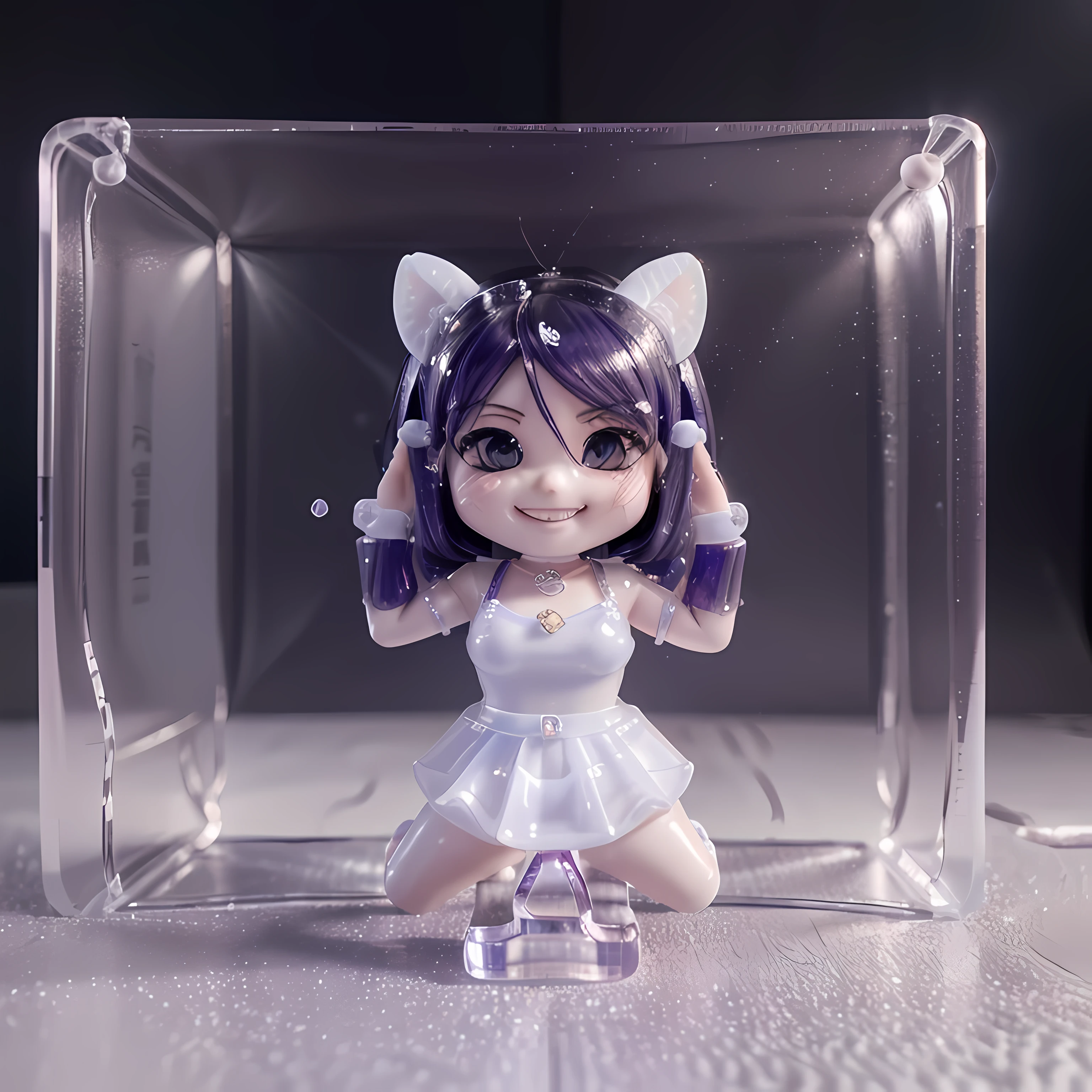 (large resin 3D art）, （3D Resin Art）,Chibi,large resin,alone,#1 woman(Chibi,cute,cute,small ,You feel it on your skin.,victory smile,jump),(3D Resin Art),(3D Resin Art),（3D Resin Art）,#background(simple,white),