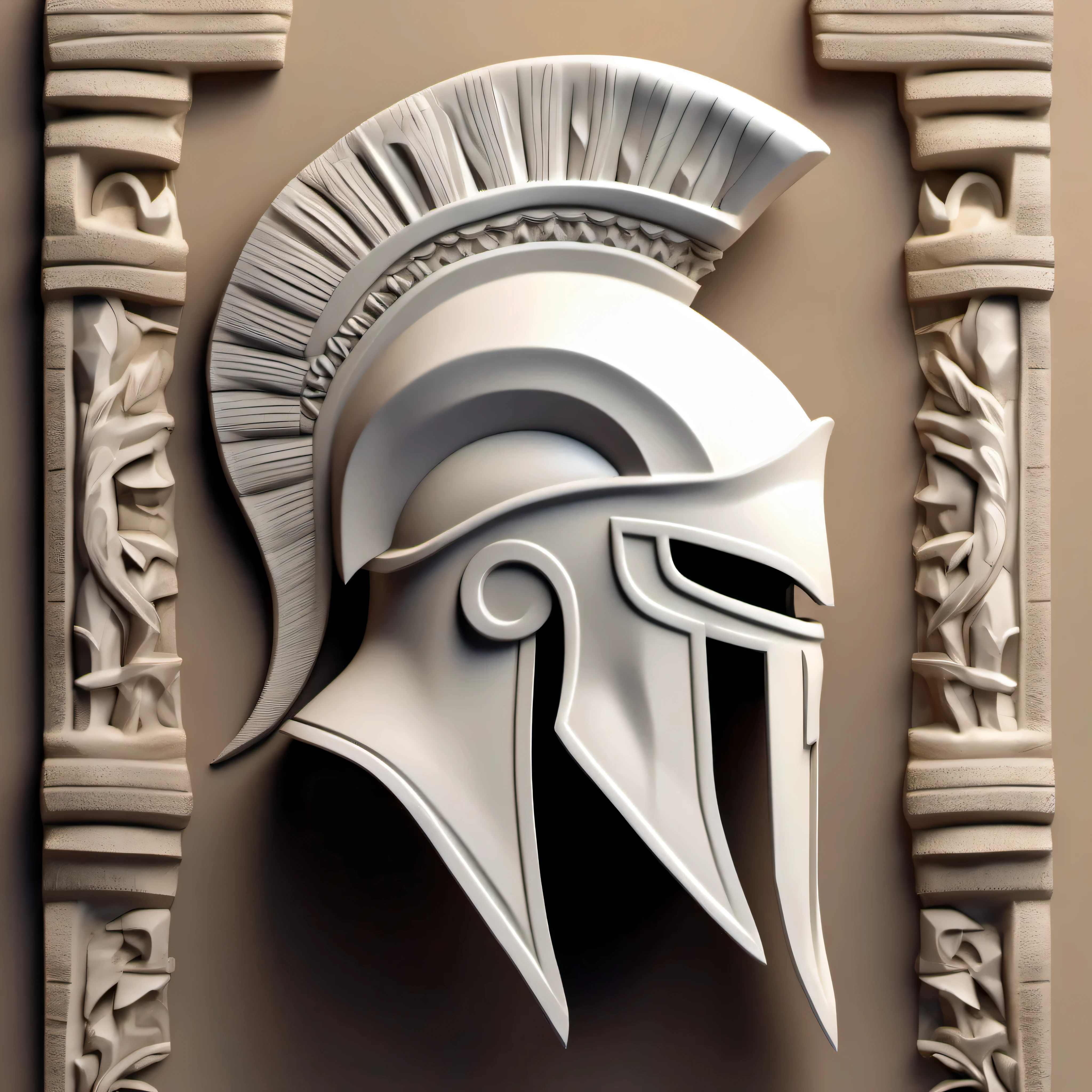 BAS-RELIEF -ultra-detailed,realistic zbrush sculpted spartan helmet,(wall carving style:1.1),opposite side view,stylish,mid poly,artistic,zbrush sculpting,zbrush artwork,ancient Greek inspiration,vibrant,historical,engraved patterns,details-focus,sharp edges,classic design
