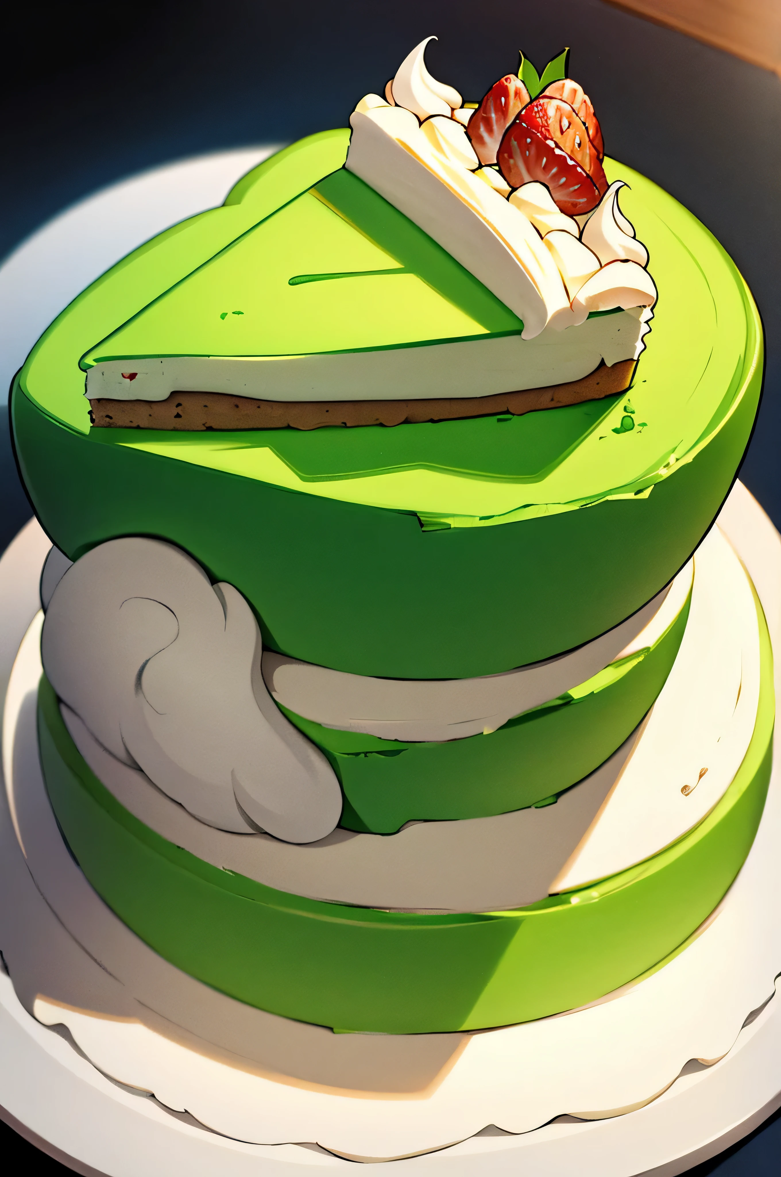 slice of cake, green, single slice of cake, cartoon cake, single slice, 