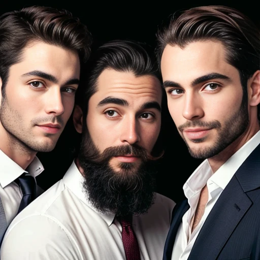 group of handsome jew men focus on face