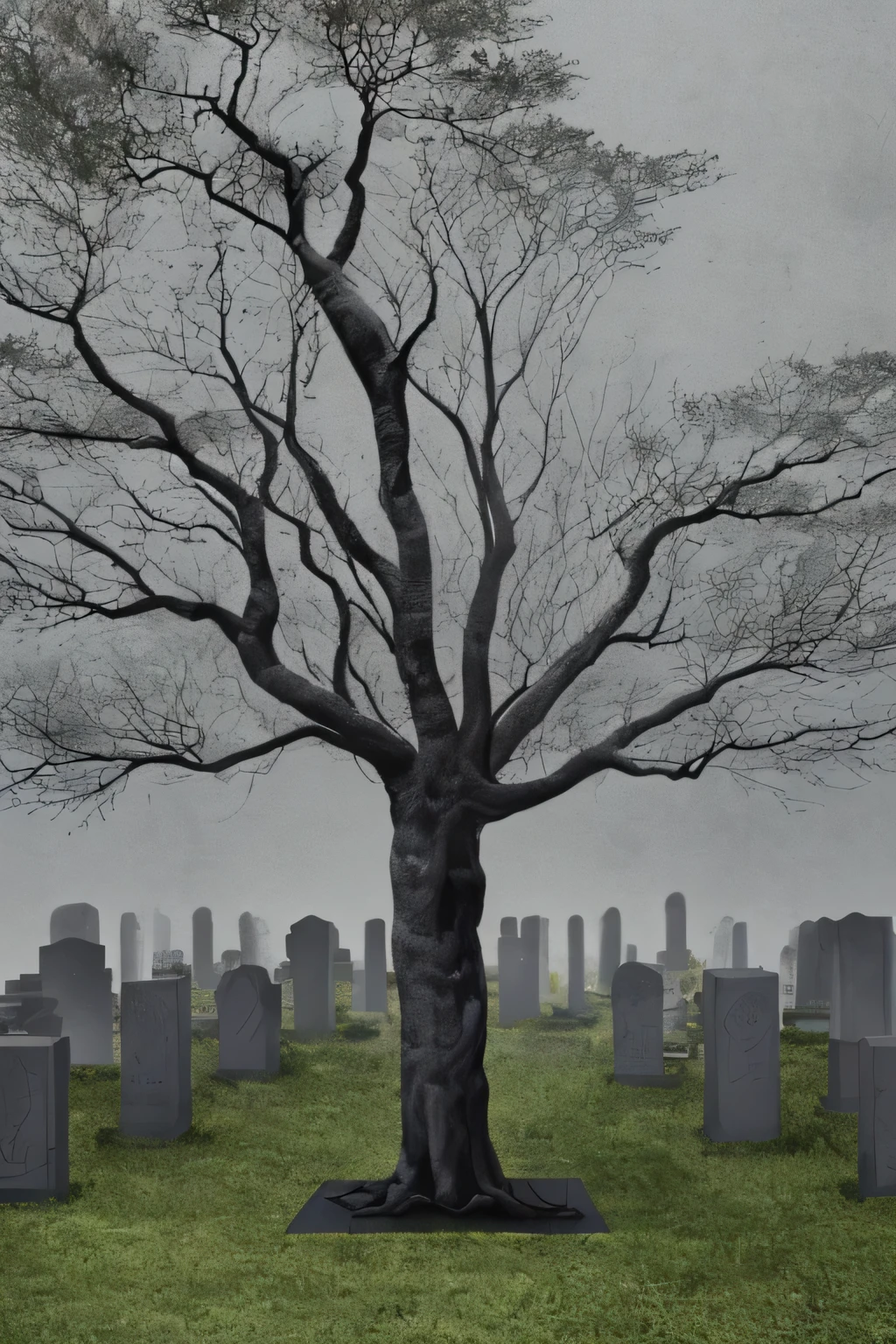 ((melhor qualidade)), tree, cemitery, gray, black.