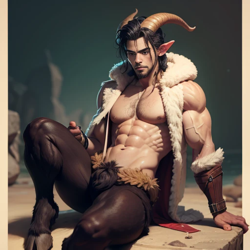 male, bara, fur legs, fur, fur pants, goatlike legs, goatlike, satyr, horns