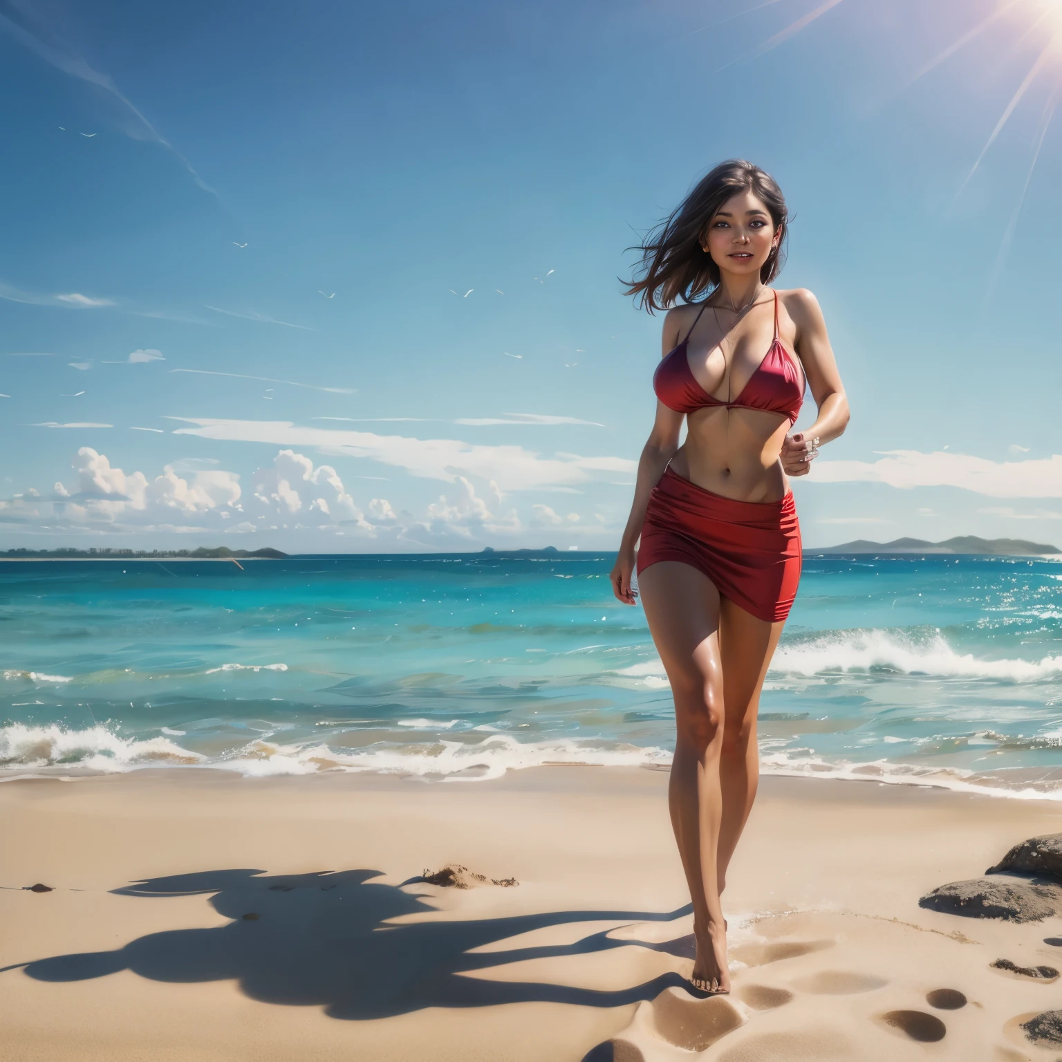 Woman walking proudly on the beach