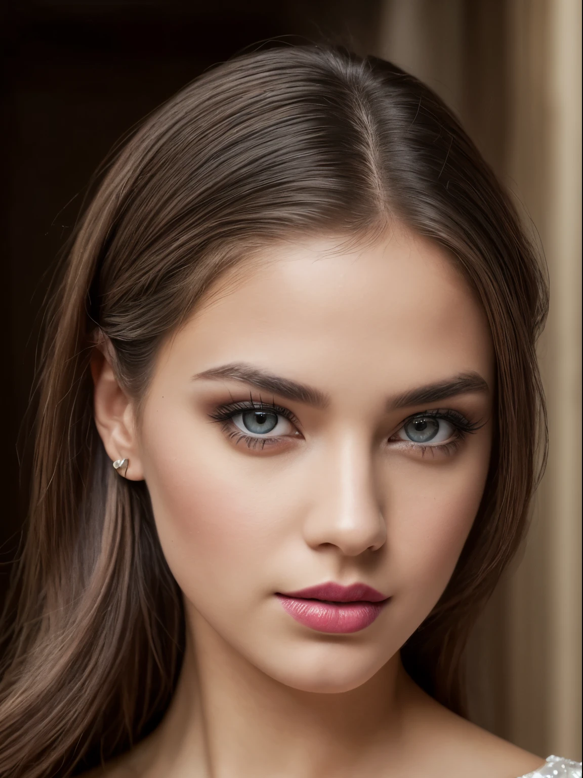 (Best quality,8K,A high resolution,Masterpiece:1.2, DSLR, 16k ),Ultra-detailed,(Realistic,Photorealistic,photo-realistic:1.37),Portrait, Creative style artwork, Historical, classical, Sophisticated, plethora of colors ,Highly detailed, Soft lighting, luxurious environment , black dress, there is young woman , girl wearing a red classy royal dress, performing a music video, slim fit (oval perfect shape, asymmetrical face structure, perfect proportion, almond eye type, hazal eye color, detailed eyes, brown hair color, 32 inch breasts, hourglass figure, slim body, pale white skin tone ,sexy girl, 21 years old, soft wavy hair, looking away, attitude expression, professional makeup, pink lips)