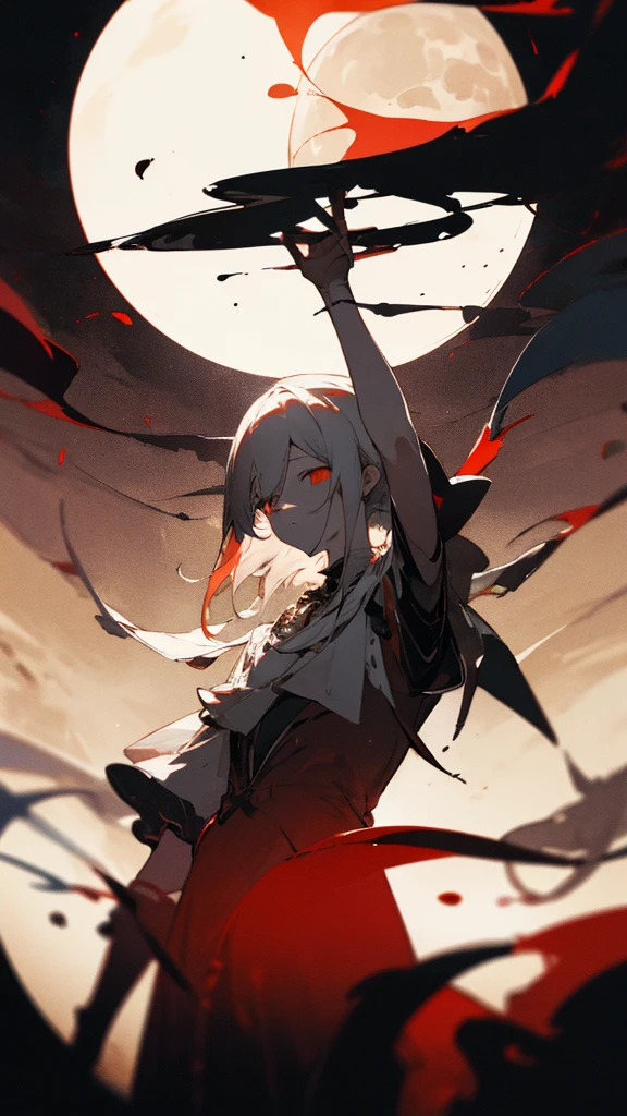 (masterpiece、highest quality)、Warm lighting、 Blurred foreground、Deep in the night、High Contrast,curse,Moon and Earth