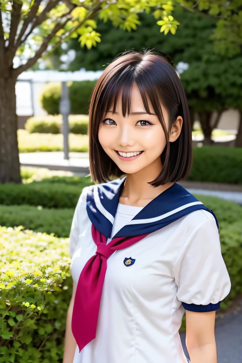 Arafe Asian woman in sailor suit smiling for a photo, wearing japanese , seifuku, shinkai makoto, iwakura lain,rumiko, japanese , Another close-up of Iwakura, Japanese Girls , Chiho, akiko takase, aya takano, nishimiya shouko