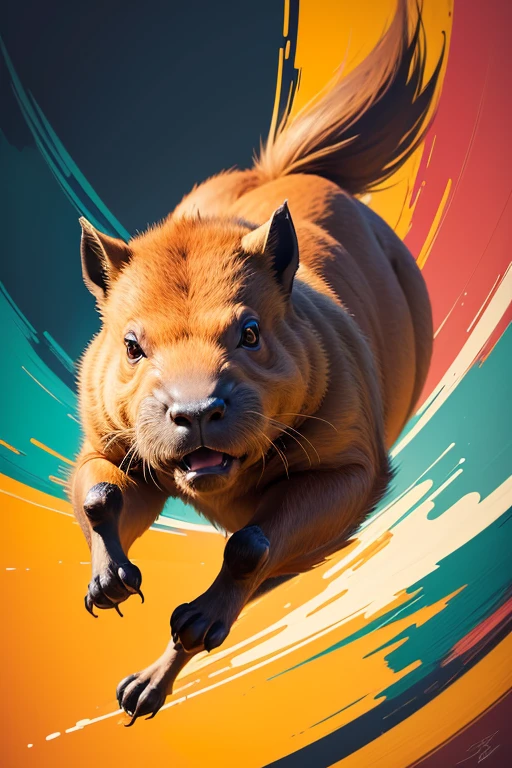 (best quality, highres, masterpiece:1.2), ultra-detailed, (realistic:1.37), capybara, picasso style, vibrant colors, bold brushstrokes, abstract shapes, expressive lines, playful composition, textured surfaces, surrealistic elements, artful distortion, vibrant color palette, dramatic contrast, dynamic movement
