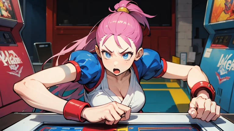 (Street Fighter character girl),Arcade,Hit the button hard,arcade game,