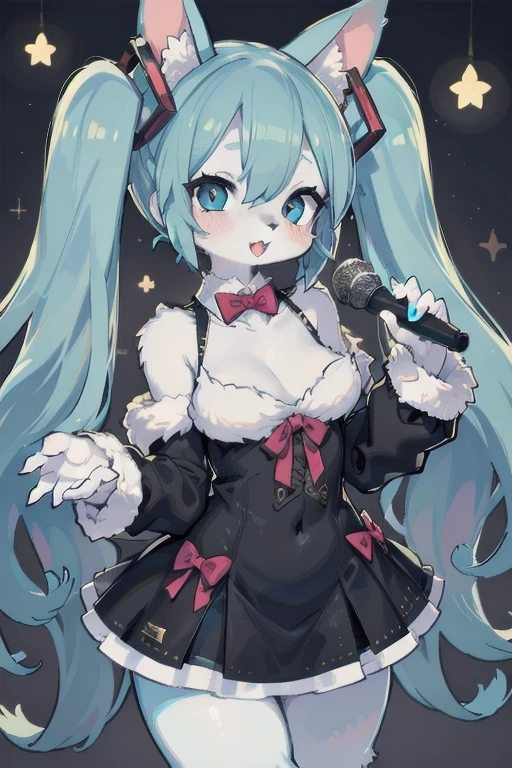 Hatsune Miku as a furry rabbit singing