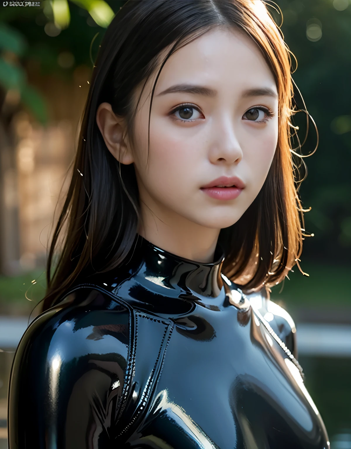 (1 girl)、highest quality、masterpiece、超A high resolution、(Photorealistic:1.4)、RAW Photos、1 girl、Wet Hair、Sweat、(Wearing a shiny latex wetsuit)、Female Divers、Long sleeve,、Diving handbags、Portraiture、Close-up、Shadow、Octane Rendering、8k、Ultra Sharp、Metal、Intricate decorative details、Details on board、Very intricate detail、Realistic Light、(Mysterious look)、Shining Eyes、To the camera、Small LED