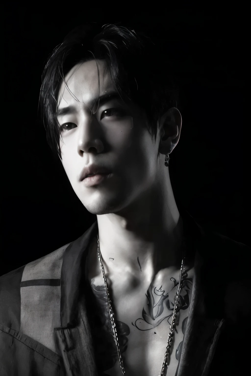 un primer plano de un hombre con un tatuaje en el pecho, hyung tae, artista coreano, Inspired por Christian yu, dprian