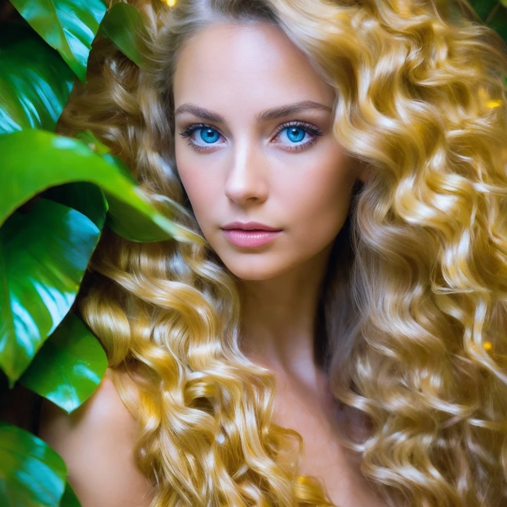 .
professional photo,gorgeous woman,full height,wonderful,artsy style,Decorations, gentle face,expressive blue eyes,huge iris,Radiance of the skin,radiance of energies,high forehead,sports figure,thin waist,bust, aesthetics of hands and fingers,Thick light golden hair tied up in a complex hairstyle,wavy tail on the side, evening dress made of colorful shining glass,elegant, Sophisticated,feminine,realistically, Bright lighting,1/250s,30mm lens,f/2.8,ISO100,close-up,Background: Marble