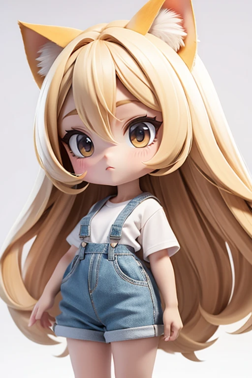 straight hair,blonde hair,white background,long hair,simple background,solo,1 girl,Cat ear,face forward. head only,