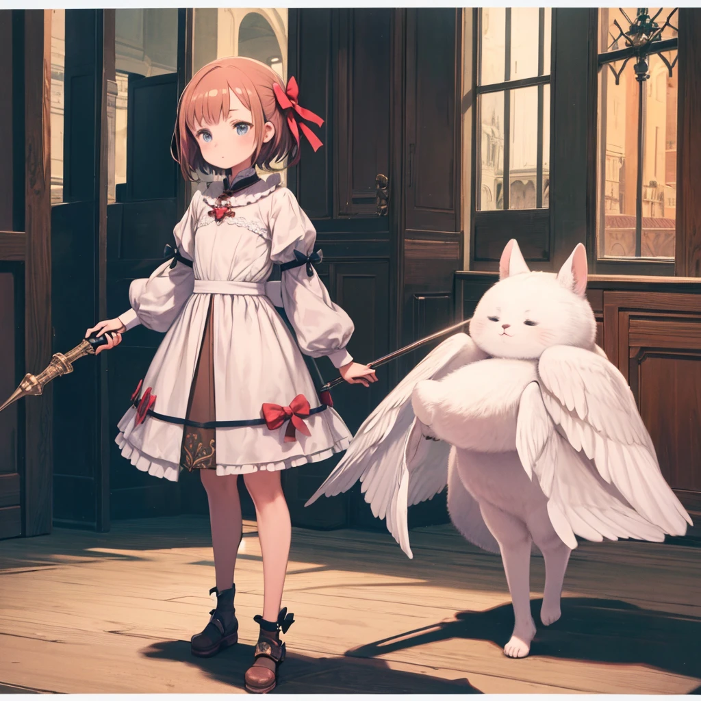 (masterpiece,Top Quality,highest quality),photograph,photographelart,Full Body Lesbian,One person girl,European Middle Ages,Holding the bow,Adorable,Stand on your own two feet,Like the whole body,(Very short),(Toddler body shape),No background,Cute version,Shooter