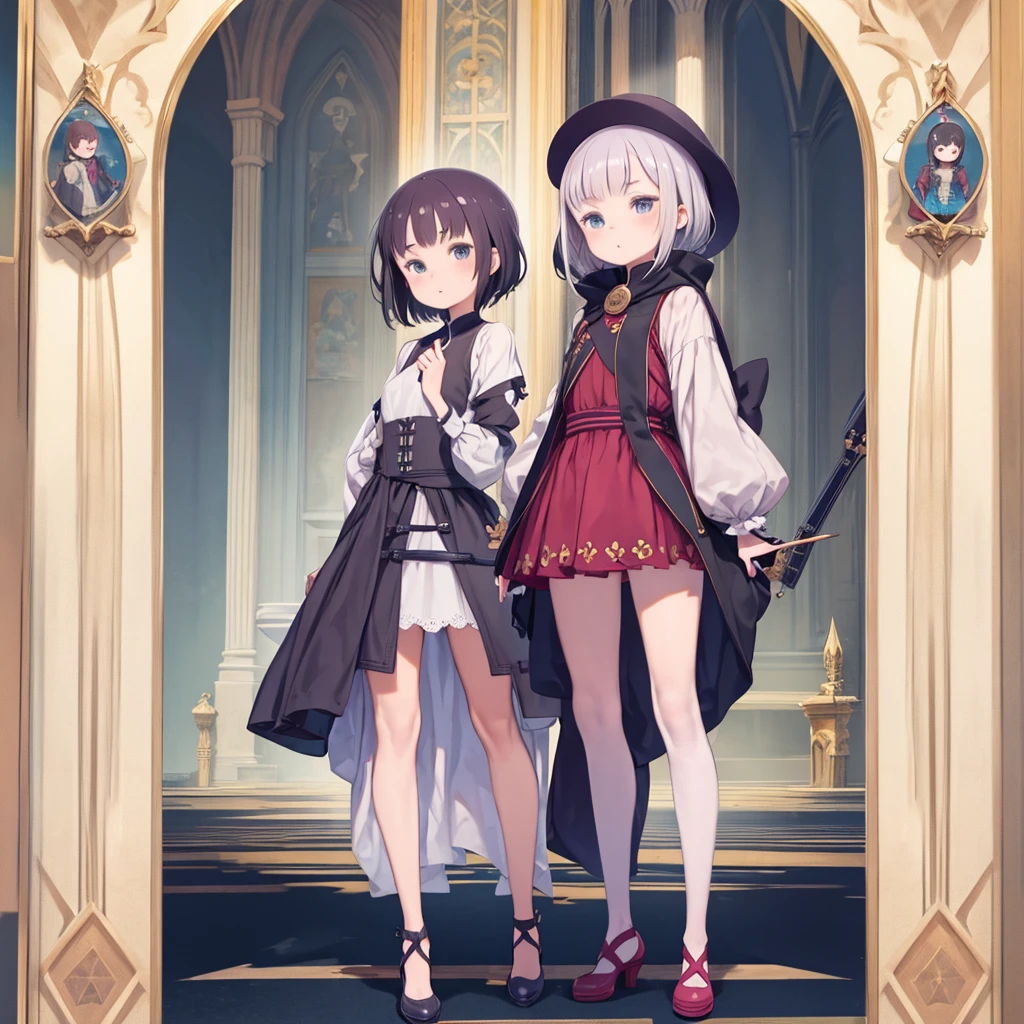 (masterpiece,Top Quality,highest quality),photograph,photographelart,Full Body Lesbian,One person girl,European Middle Ages,Holding the bow,Adorable,Stand on your own two feet,Like the whole body,(Very short),(Toddler body shape),No background,Cute version,Shooter