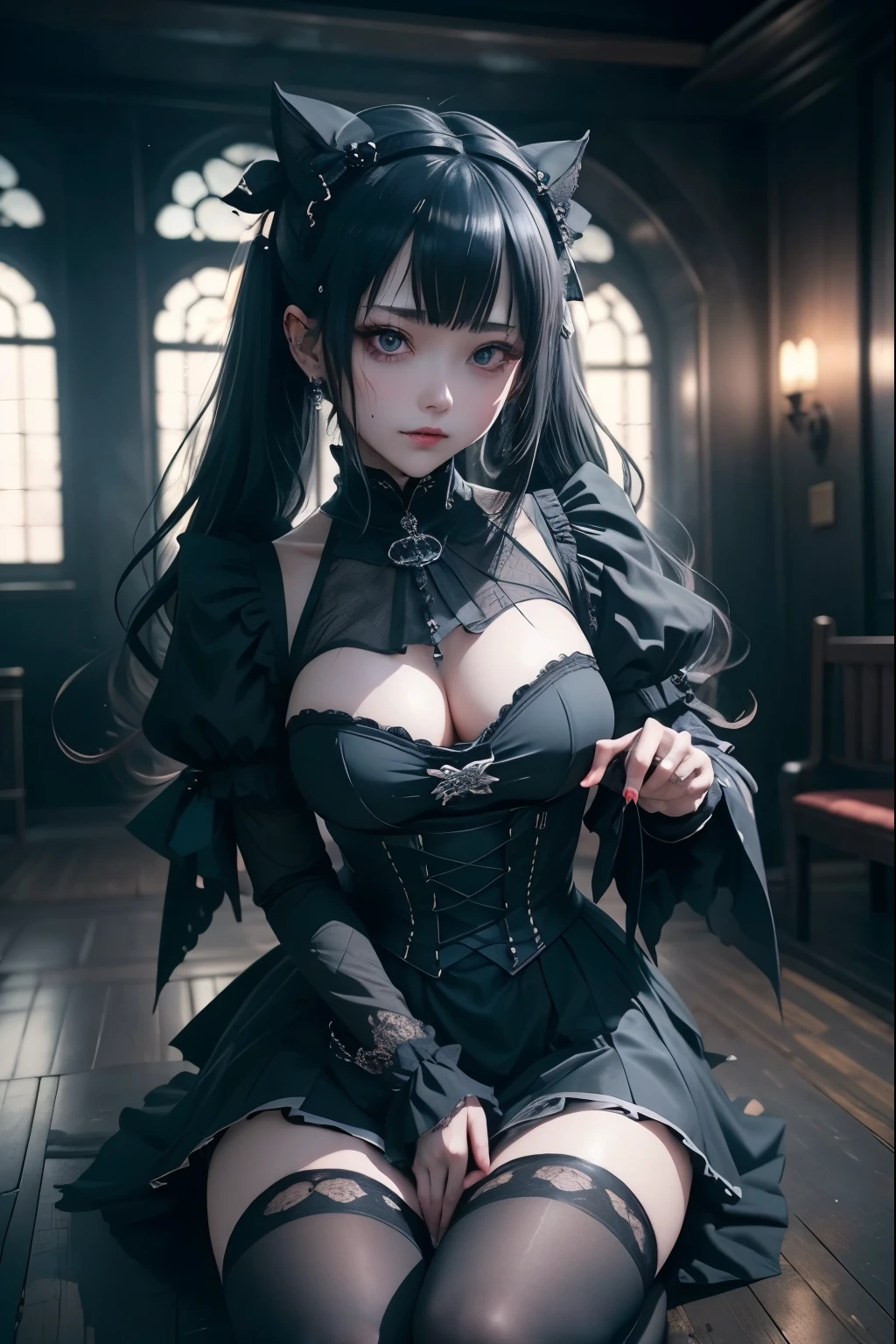 ハードDark Gothicメイク、my sanity、deep night sky、Horror、Black dark eyeshadow、cry、sad、Good skin radiance、Dark Gothicメイク、Dark smile、palace、The beauty of fragrance、22 years ago、Expression of intense sexual pleasure、Embarrassed look、Dark Gothic、Obscene language、highest quality、View 5 books、Expression of sexual pleasure in suffering、Drunk face、紫のMaid clothes、Mysterious、Noble、A face that is holding back the toilet、Super sexy、Loving smile、Twin tail hair、jet black ruffle skirt、Right blue eye, Left eye is red、Super bewitching pose、Platform Heel Shoes、Heavy makeup、Black lipstick、Make the world beautiful、Gothic ta Clothing、A little slimmer、Silver Hair、Long Hair Straight Hair、Cute Gothic Loliress、Beautiful Face、elegant features、Fascinating face、Knee-high socks、Stained glassが背景、Chest glistening with sweat、The room is dark、goth long dress、Bell Sleeves、Wizard Sleeve、decadent look、Sexually excited expression、gothic mode、Glossy thighs wet with water、Thighs that are wet and shiny with oil、Background of a room full of roses、sad表情、Rose Maiden、The embroidery is pink、The dress has pink embroidery、Thigh-high socks、Knee-high socks、Gentle expression、masturbation behavior、Dark black eyeshadow、despicable act、Stained glassと薔薇背景、Wearing black underwear、Black panties、thighs are a little thin、Female Duo、female couple、i have lesbian friends、hug a girl、A blue lightning bolt glows in his right hand.、Blue electromagnetic waves shine in my hands.、dark church background、Stained glass、black metal world、Dark Castle、Dark Room、Slender body、upright、walk、Are standing、gothic long dresaid clothes、Victorian dresses、Her thighs shine with a lot of sweat、My body is wet and shiny、Lots of glitter on the thighs、sweating、My thighs are sticky from sweating、Sweat glistens on the thighs, The whole body is sweaty and shiny、pretty sweaty、My thighs are sweaty、My thighs are so wet、My thighs are shining with sweat、A lot of sweat glistens all over the body、Legs are slightly slender、