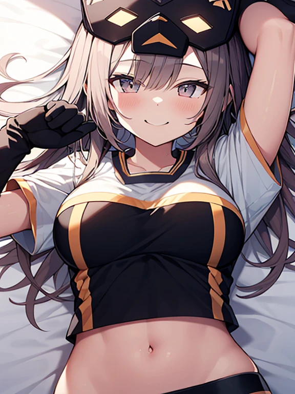 dakimakura, 1girl in, (Chiquita:1.2), IP1, 1girl in, Cat mask, croptop, Tight pants, Twin-tailed, Short sleeves, gloves, 
(Close Shot, Best Quality, hight resolution, 4K, Detailed Lighting, Shaders, NSFW), 

Smiling,
dynamic pose, 
looking at viewer,