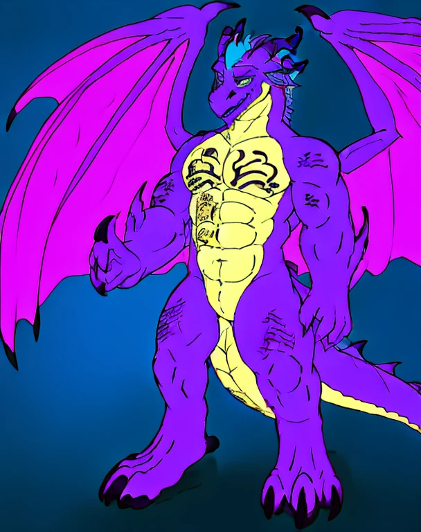 Upload to E621, (male rampage with wings anthro-dragon), Stood up, solo, super heavy，Limb fat，whaite hair, Detailed scale texture, Dragon wings, (at the battlefield), (nakeness),  black blue body，Purple blue and black blue scales，blue belly,dark blue belly，cellshading，The environment is dim，White Dragon Horn，Golden tattoo，victory pose（，（dragon gem），（（rajsha）），（kantanagamoli）），（up front view），Looks pleased，[simple backgound]，Detailed studentasterpiece artwork，Caustics, edge lit, Singlelightsource, Sharp shadows, Single portrait, (digitgrade, toe claws), (beast wild),