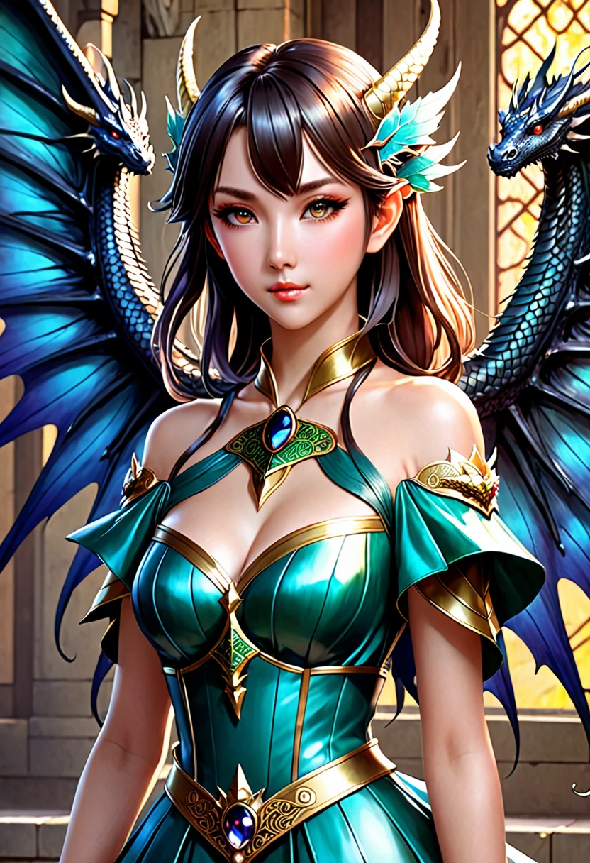 Vintage anime girl with dragon wings, fantasy art style, extremely detailed artgerm, detailed digital anime art, anime fantasy illustration, beautiful character painting, anime in fantasy style, fantasy style art, anime fantasy artwork, artgerm on artstation pixiv, 2. 5 d cgi anime fantasy artwork, the dragon girl portrait, portrait of fairy