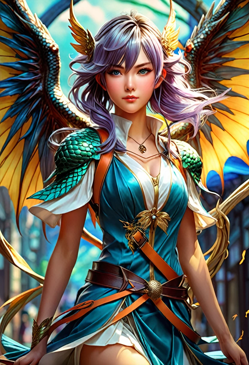 Vintage anime girl with dragon wings, fantasy art style, extremely detailed artgerm, detailed digital anime art, anime fantasy illustration, beautiful character painting, anime in fantasy style, fantasy style art, anime fantasy artwork, artgerm on artstation pixiv, 2. 5 d cgi anime fantasy artwork, the dragon girl portrait, portrait of fairy