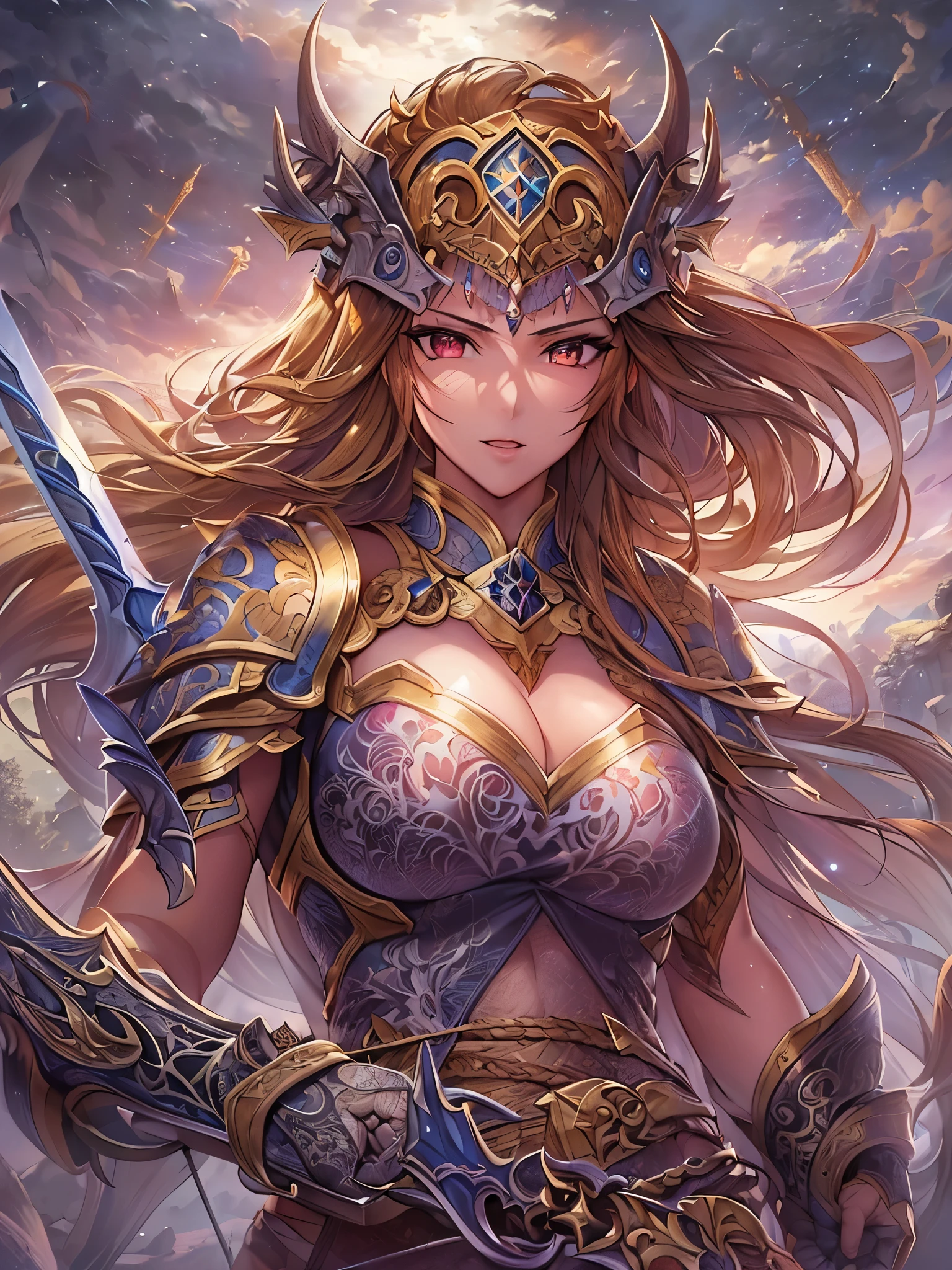 ((highest quality)),(Ultra-high resolution),(Very detailed),(Detailed Description),((The best CG)),(A masterpiece),Ultra-precise art,amazing drawing art,(Fantasy art with intricate detail:1.5), (Female Fighter:1.7),(Beautiful and well-proportioned face:1.5), Dark Clouds