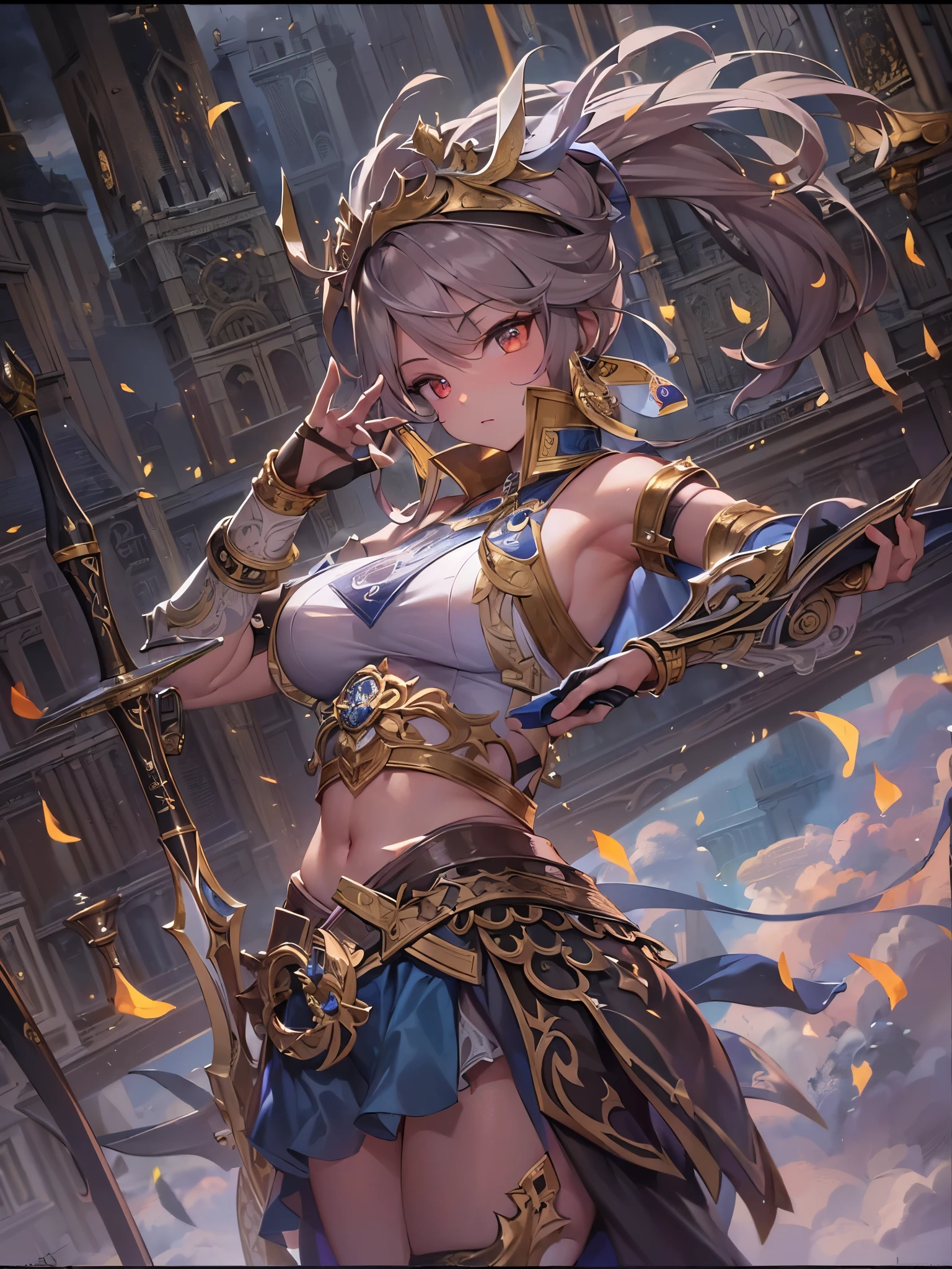 ((highest quality)),(Ultra-high resolution),(Very detailed),(Detailed Description),((The best CG)),(A masterpiece),Ultra-precise art,amazing drawing art,(Fantasy art with intricate detail:1.5), (Female Fighter:1.7),(Beautiful and well-proportioned face:1.5), Burning Clouds