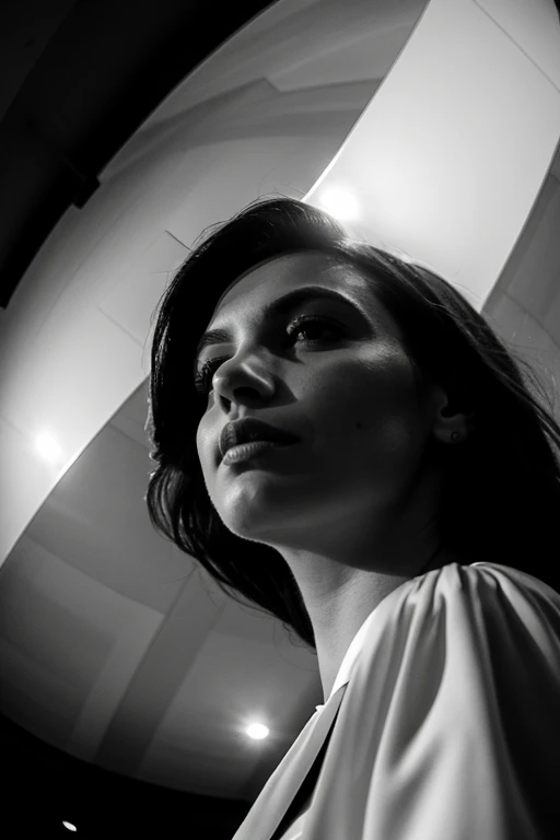 Title: "Empowered Elegance: Portrait of a Successful Woman in a Gray Suit"
Description:
In this captivating (((black and white photograph expressionism style))), we witness a powerful and accomplished young woman dressed in a finely tailored gray suit. She is looking in the camera. With an aura of confidence and determination, she embodies success and commands attention. The composition and lighting create a dramatic atmosphere, underscoring the significance of her presence.
The lighting in the photograph casts intense shadows, accentuating the contours of her face and attire. This interplay of light and shadow adds depth and dimension, intensifying the impact. The dark and neutral background allows her to stand out prominently, drawing the viewer's gaze towards her commanding presence.
The photograph employs a (((unique perspective))), with the (((camera positioned low on the ground, angling upwards))). This technique enhances her stature, emphasizing her authority and dominance. The viewer is compelled to look up at her, symbolizing the respect and admiration she commands in her professional realm.
Rendered in black and white, the photograph evokes a sense of timeless elegance. The absence of color directs attention to the interplay of light and shadow, enhancing the mood and intensity. The monochromatic palette adds a touch of nostalgia and refinement.
Shot with a (((16mm lens))), the photograph introduces a (((subtle fish-eye effect))), lending a hint of distortion to the composition. This stylistic choice amplifies the subject's individuality and strength. The slight distortion further emphasizes the impact of the portrait, leaving a lasting impression.
