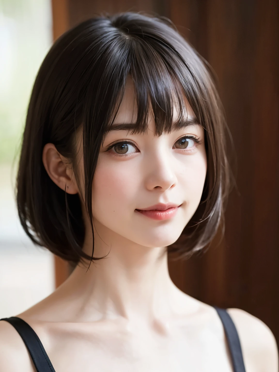 1 girl、highest quality、Realistic、alone、Written boundary depth、Natural soft light、Daytime、charm、Beautiful Face、Cleanliness、Pure Face、White skin、cute、Bob Hair、short hair、bright hazel eyes:1.6、Beautiful Lips、美しいLong neck、Beautiful décolletage、bangs、Beach、Light of the sun、Nedium Breast Body Esbian、((黄金比のBeautiful Face、 対称性のあるBeautiful Face、Dutch Angle Shot、Elevation))、Long neck、Show me your ears、Stick out your ears。bangsのあるきれいな短いBob Hair、smile with your mouth closed、Perfect hands指、Perfect hands、Perfect body、Perfect Face、Shine a light into your eyes、Perfect Anatomy:1.6、とてもcuteスーパーモデル:1.6、{Huge|big|Hugeな|Mega} chest, chestの谷間、smile:1.6、Very beautiful teeth:1.6