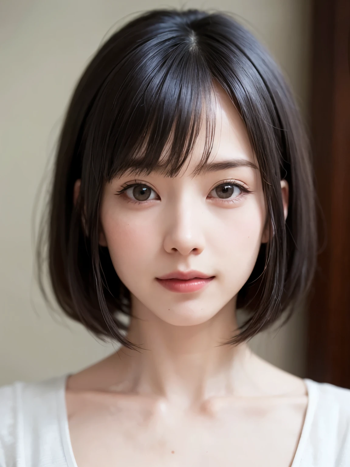 1 girl、highest quality、Realistic、alone、Written boundary depth、Natural soft light、Daytime、charm、Beautiful Face、Cleanliness、Pure Face、White skin、cute、Bob Hair、short hair、bright hazel eyes:1.6、Beautiful Lips、美しいLong neck、Beautiful neckline、bangs、Beach、Light of the sun、Nedium Breast Body Esbian、((黄金比のBeautiful Face、 対称性のあるBeautiful Face、Dutch Angle Shot、elevation))、Long neck、Show me your ears、Stick out your ears。bangsのあるきれいな短いBob Hair、smile with your mouth closed、Perfect hands指、Perfect hands、Perfect body、Perfect Face、Shine a light into your eyes、Perfect Anatomy:1.6、とてもcuteスーパーモデル:1.6、{Huge|big|Hugeな|Mega} chest, chestの谷間、smile:1.6、Very beautiful teeth:1.6