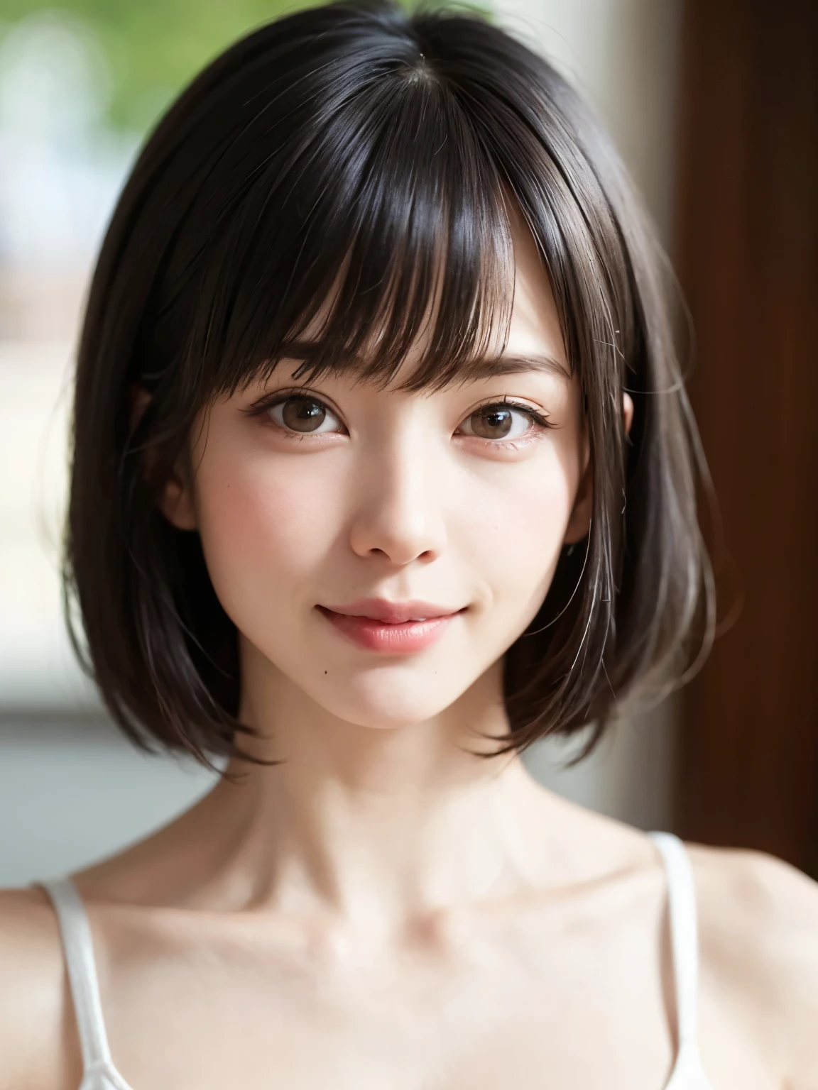 1 girl、highest quality、Realistic、alone、Written boundary depth、Natural soft light、Daytime、charm、Beautiful Face、Cleanliness、Pure Face、White skin、cute、Bob Hair、short hair、bright hazel eyes:1.6、Beautiful Lips、美しいLong neck、Beautiful décolletage、bangs、Beach、Light of the sun、Nedium Breast Body Esbian、((黄金比のBeautiful Face、 対称性のあるBeautiful Face、Dutch Angle Shot、Elevation))、Long neck、Show me your ears、Stick out your ears。bangsのあるきれいな短いBob Hair、smile with your mouth closed、Perfect hands指、Perfect hands、Perfect body、Perfect Face、Shine a light into your eyes、Perfect Anatomy:1.6、とてもcuteスーパーモデル:1.6、{Huge|big|Hugeな|Mega} chest, chestの谷間、smile:1.6、Very beautiful teeth:1.6