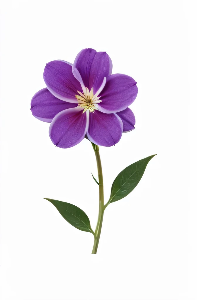 one purple flower, white background, vector image