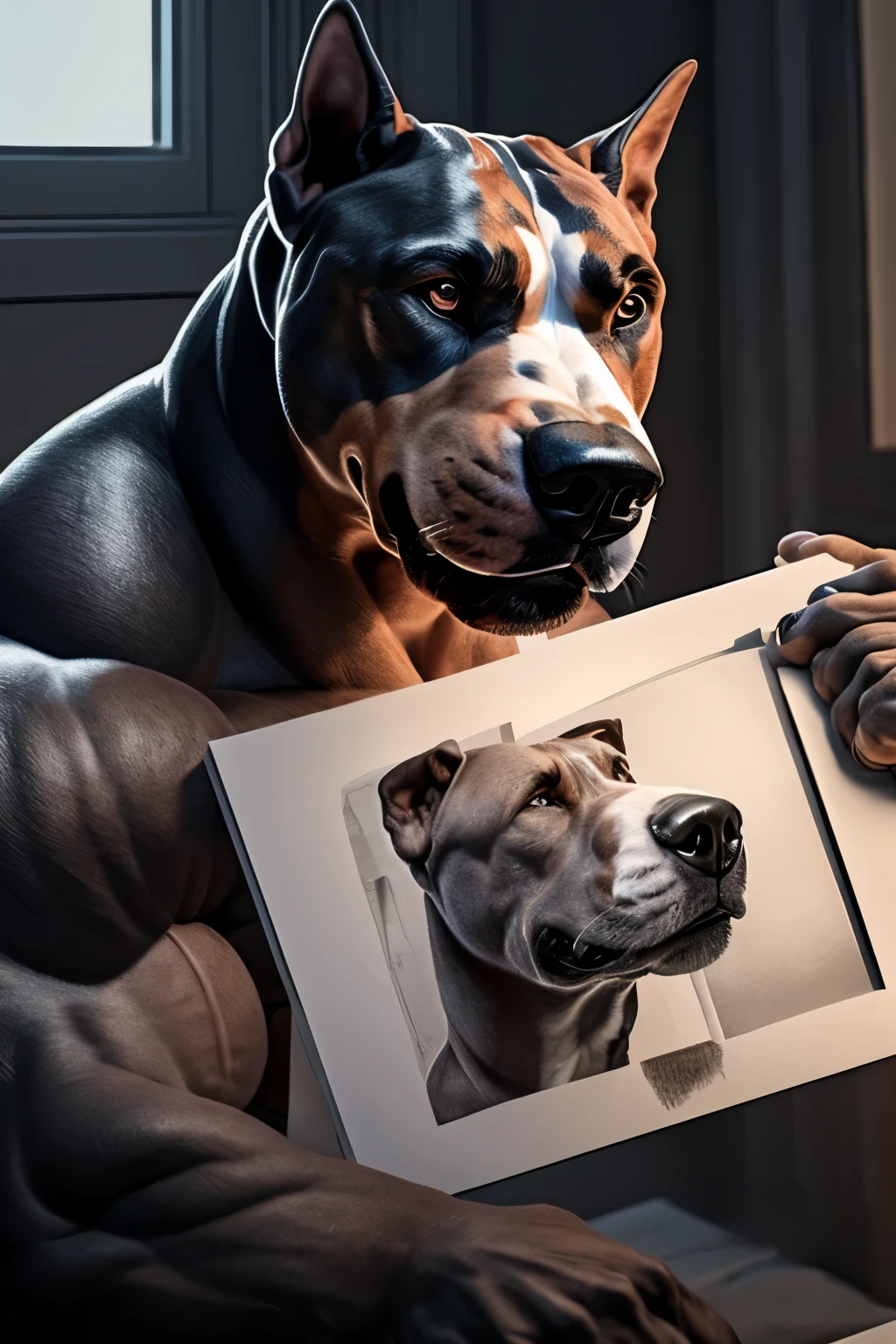A captivating drawing of a pitbull in line style, exuding strength and character. --s2
This masterpiece showcases the pitbull's muscular build and expressive demeanor. --s2
With intricate attention to detail, the artist flawlessly renders the pitbull's bold features. --s2
Observing the drawing, you'll notice the delicate lines accentuating the pitbull's intense gaze and fur texture. --s2
Best known for their dynamic line work, the artist skillfully highlights the pitbull's unique personality, making it a truly stunning piece. --s2
Detailed eyes convey a sense