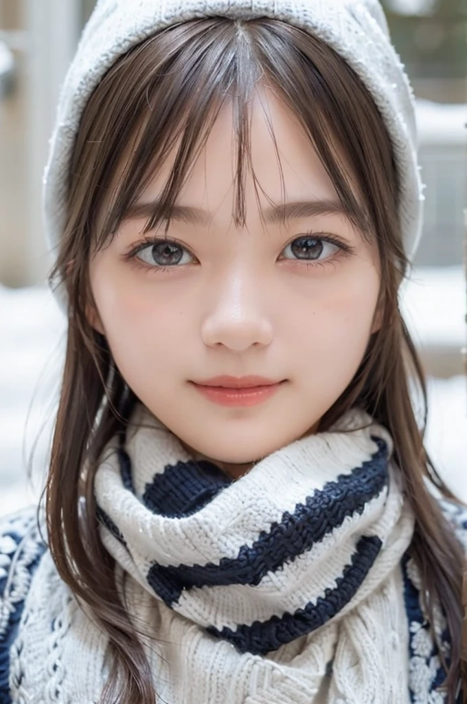 one girl, (a beauty girl, delicate girl:1.3), (:1.3),
break, Browsing Caution, (publish nudes:1.3), (scarf, Knitted hat:1.3),
break, Very fine grain definition, (Symmetrical eyes:1.3),
break, (Snow Scene:1.3),
break, Small breasts, Brown eyes, Parted bangs, Brown Hair, girl,
break, (Eyes and facial details:1.0),
break, (masterpiece, highest quality, Super detailed, Detailed face, 8k)