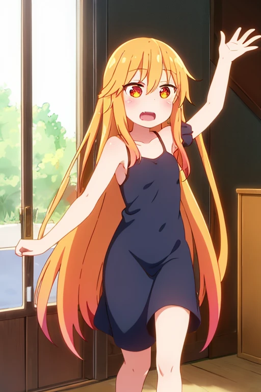 ((highest quality)), ((masterpiece)), (be familiar with), Perfect Face, indoor, Bedroom, Watching the audience,
One woman, Thor,
Open Mouth, Ecstatic expression, blush, smile,
Small breasts, Flat Chest, Young Girl, , , Girl,
Long Hair, Golden Hair, Orange eyes, Long Hair,
Leg spread,