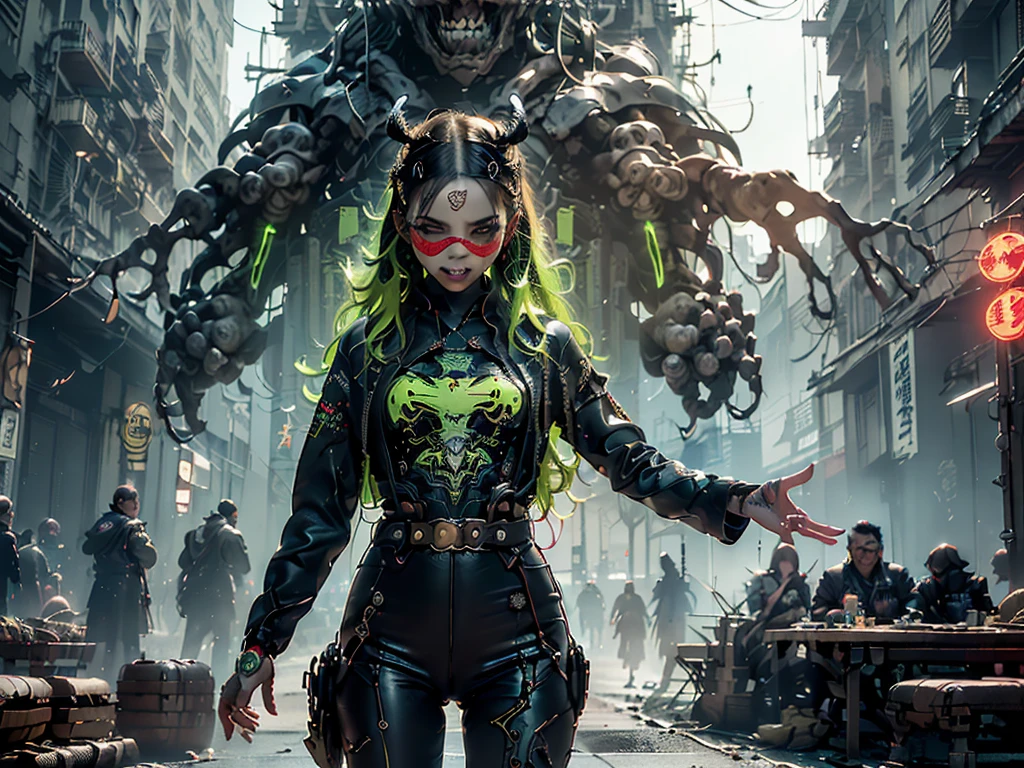 ((MaxZen)). ((His work has received many awards)). ((((1 one young girl)), ((there is a girl in a suit posing with a demon, cgsociety and fenghua Zhong)), ((by Yang J, rossdraws 1. 0)), 🌺(( cgsociety, :: rossdraws, wlop and ross tran, wlop rossdraws, author Feng Zhu, digital painting rossdraws, sakimimichan rossdraws, ross tran and wlop)). ((With incredible details, Texture and maximum detail)，(realistic)).  ((Мотоцикл Harley Davidson)))，(((the right motorcycle：1.7)))，(((The right ratio of people and vehicles：1.6)))，(bold colors and patterns, attractive accessories, Stylish and innovative hairstyles，basic moments：1.6))，((Teenage girl，girl，Rebellious girl))，((Slim sexy girl))，(Cute little breasts)， (Full body image：1.2)， (Best quality genuine leather texture.), ((Five Perfect and Beautiful Fingers)), (Anatomically correct limbs and physique:1.5), (Anatomically correct perspective and occlusion..：1.5)，(Female characteristics are very obvious.：1.5)，(Beautiful, round and symmetrical eyes), (Correct faces0), ((detailed face：1.6)), ((add some blindfolded scenes cyberpunk cityscape, skyscraper, neon lights, led)),((complex parts:1.1), complex background))， ((Vibrant and vibrant color scheme))，((dynamic perspective dynamic combination))，((cyberpunk style，Dressed in Harajuku Clothing（Vic Ray)).