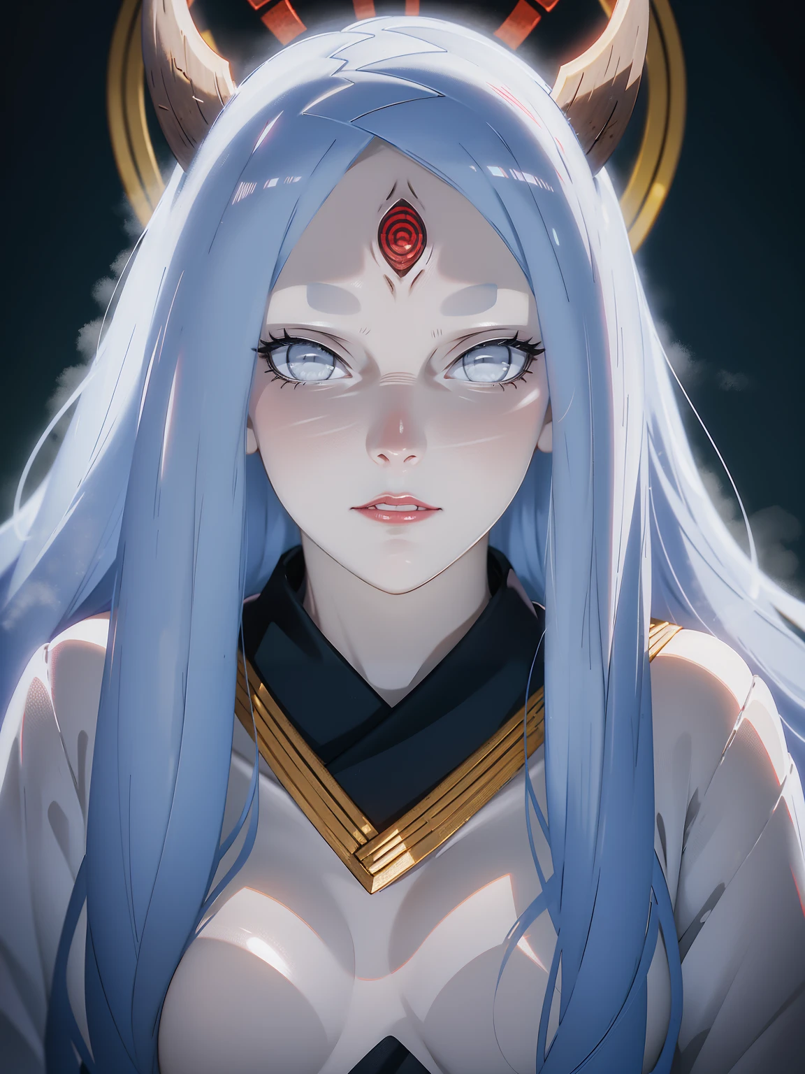 {-erro_de_anatomia:1.0} moonlight, estilo anime, Masterpiece, film movie still，1girl in、It stands、20years、pale-skinned、innocent smiles、(A detailed face)、(Detailed skin)、moisty，The details are complex、Shallow depth of field、[volume fog]、movie lighting、Reflectors、a Canon EOS R5、50mm lens、f / 2.8、shot at 8k resolution、Close-up，3rd eye，sitting, backwards, looking back, horns, red moon