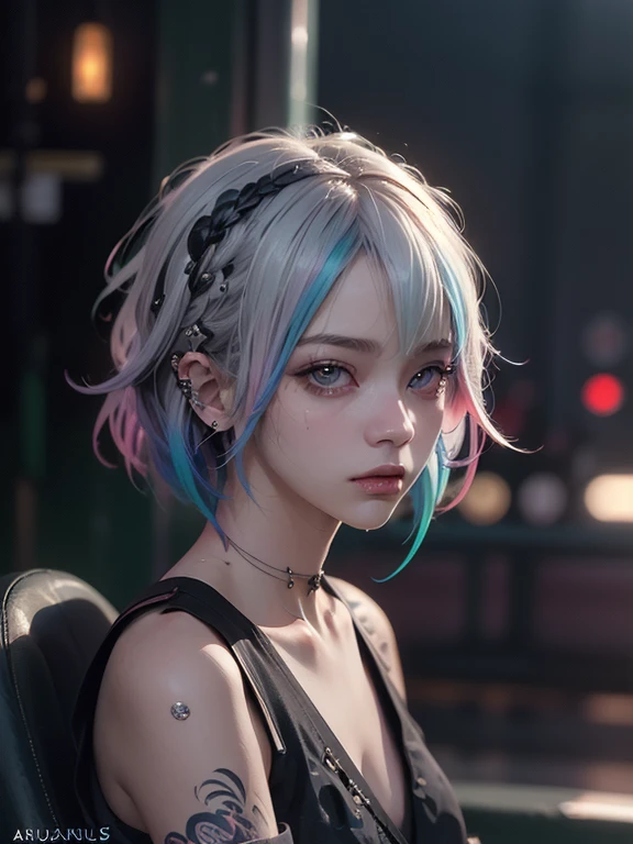 (Punk Girl:1.4), mullet hairstyle, Beautiful eyes with fine symmetry, (Colorful gradient hair:1.5), (Intricate details:1.2), (Highly detailed face and eyes:1.2), Simple and erotic style, No makeup, (dark circles:1.1), midnight aura, abandoned train station, detailed background, posing for a photo, full body photo, (Delicate images), (Raw photo: 1.2), (Photorealistic: 1.6), (Highly detailed), (high resolution), (Best quality), (masterpiece)
